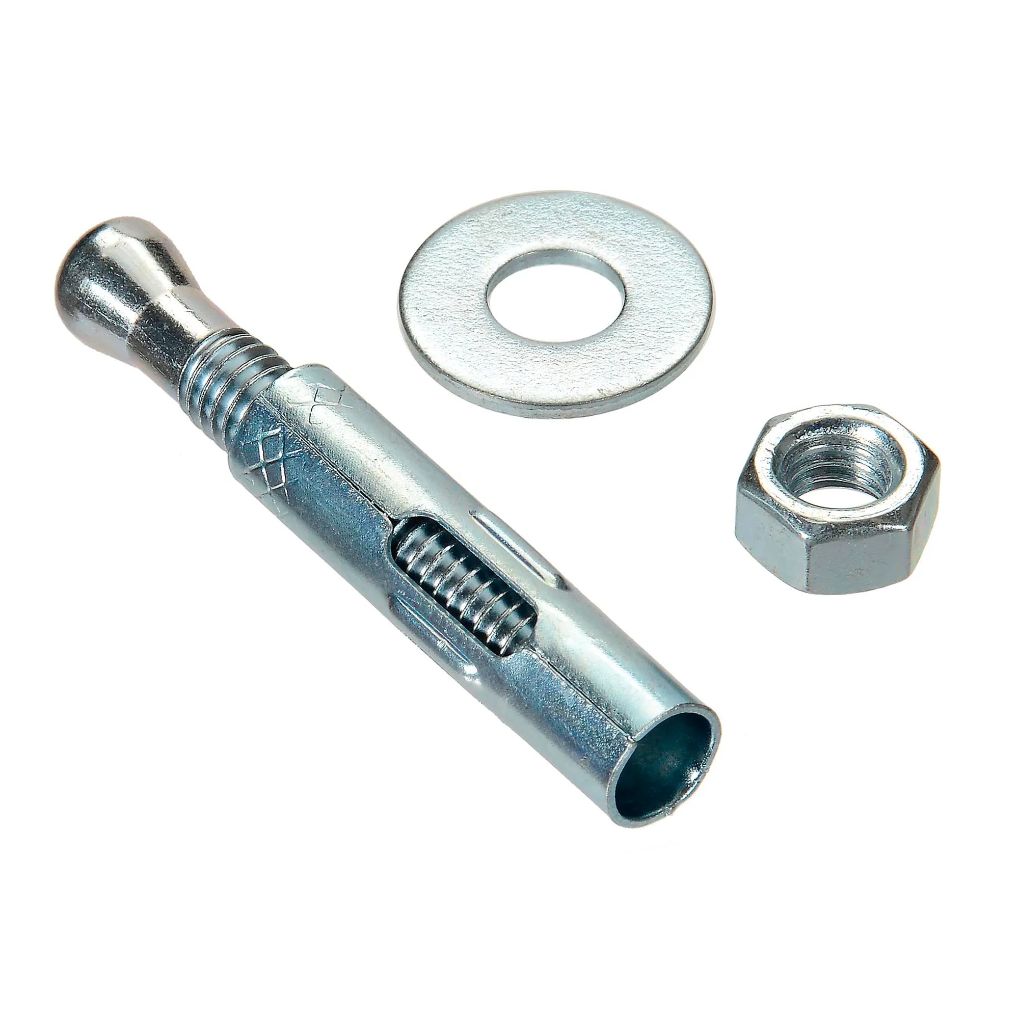 Steel sleeve anchors with hex nuts and washers