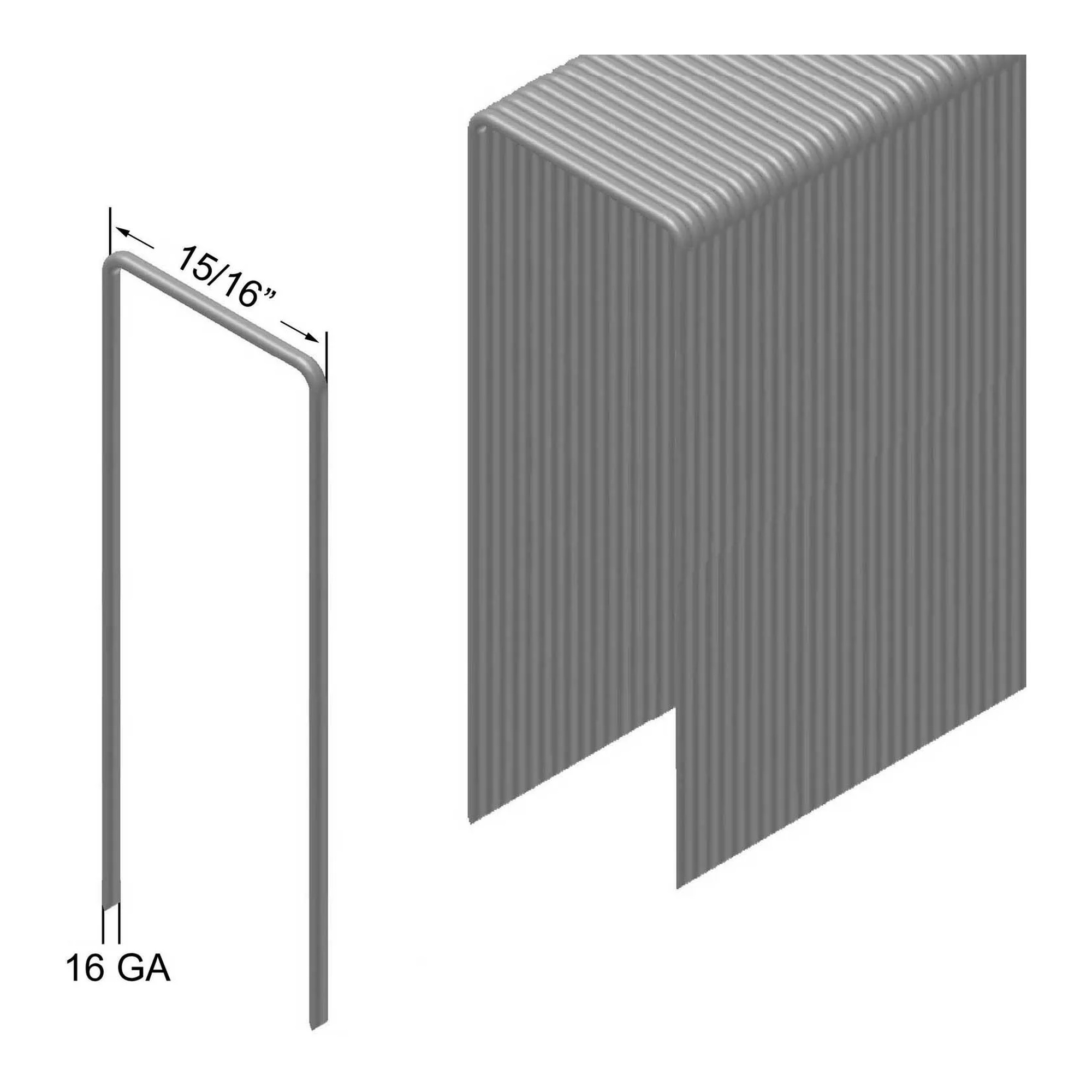 16 Gauge Galvanized Steel Wide Crown Staples, 1-1/4 Inch Leg, 10,000-Pack