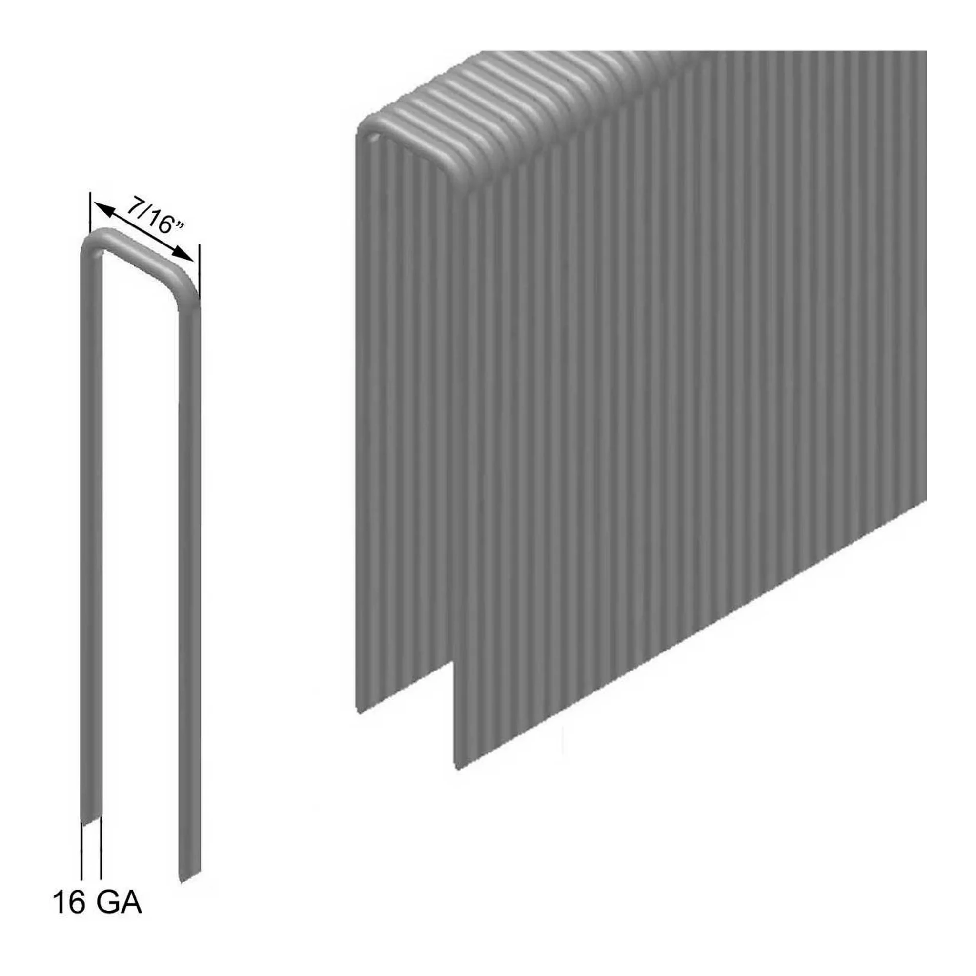 16 Gauge 7/16 in. Crown Galvanized Steel Medium Crown Staples, 1-1/2 in. Leg Length, 10,000-Pack