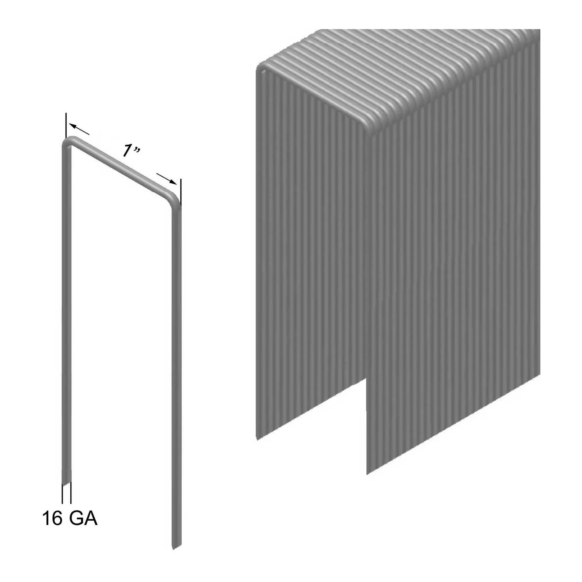 16 Gauge 1 in. Wide Crown Galvanized Steel Staples, 1-1/2 in. Leg, 5,000-Pack
