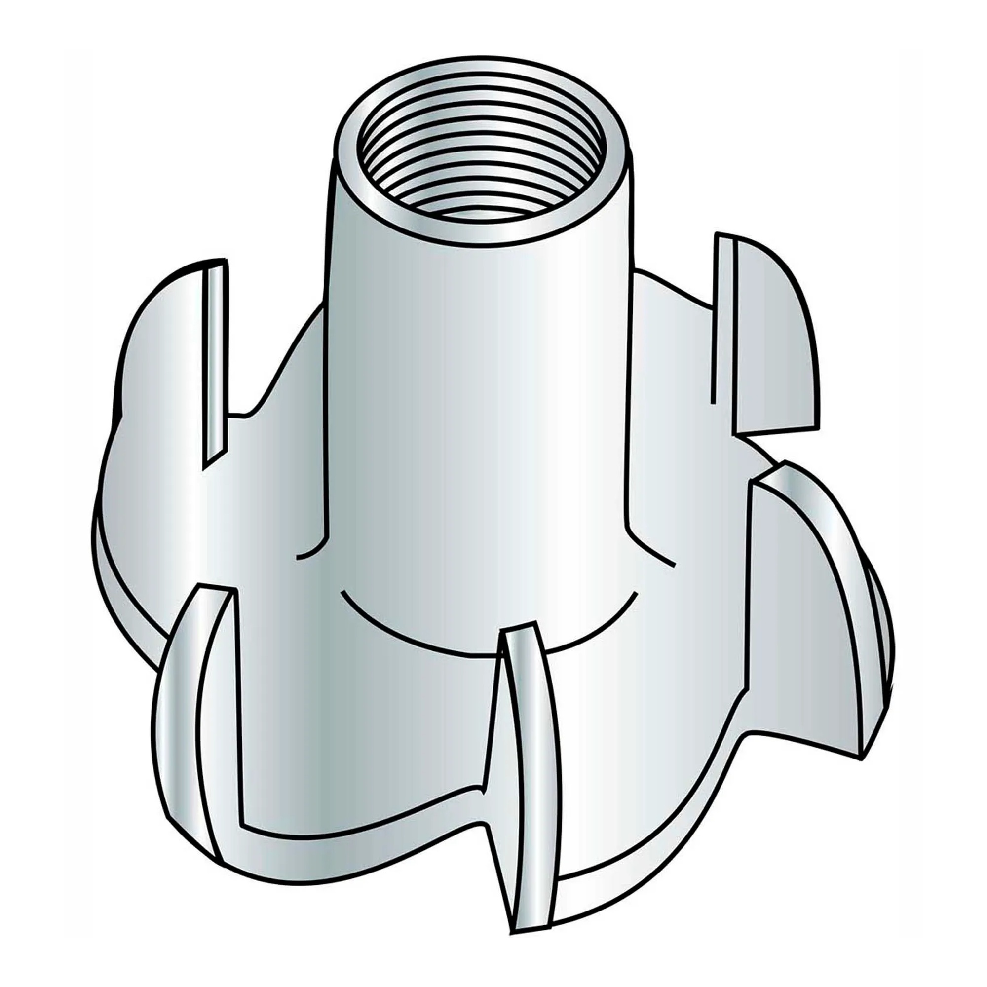 1/4-20 x 7/16 in. 3-Prong Zinc-Plated Steel Tee Nuts, Pack of 250