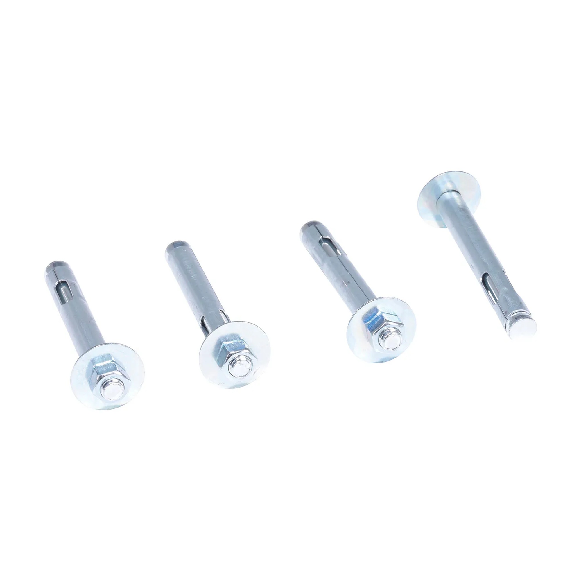 Zinc-plated steel concrete sleeve anchor bolts, 1/2 inch by 4 inch, four-pack