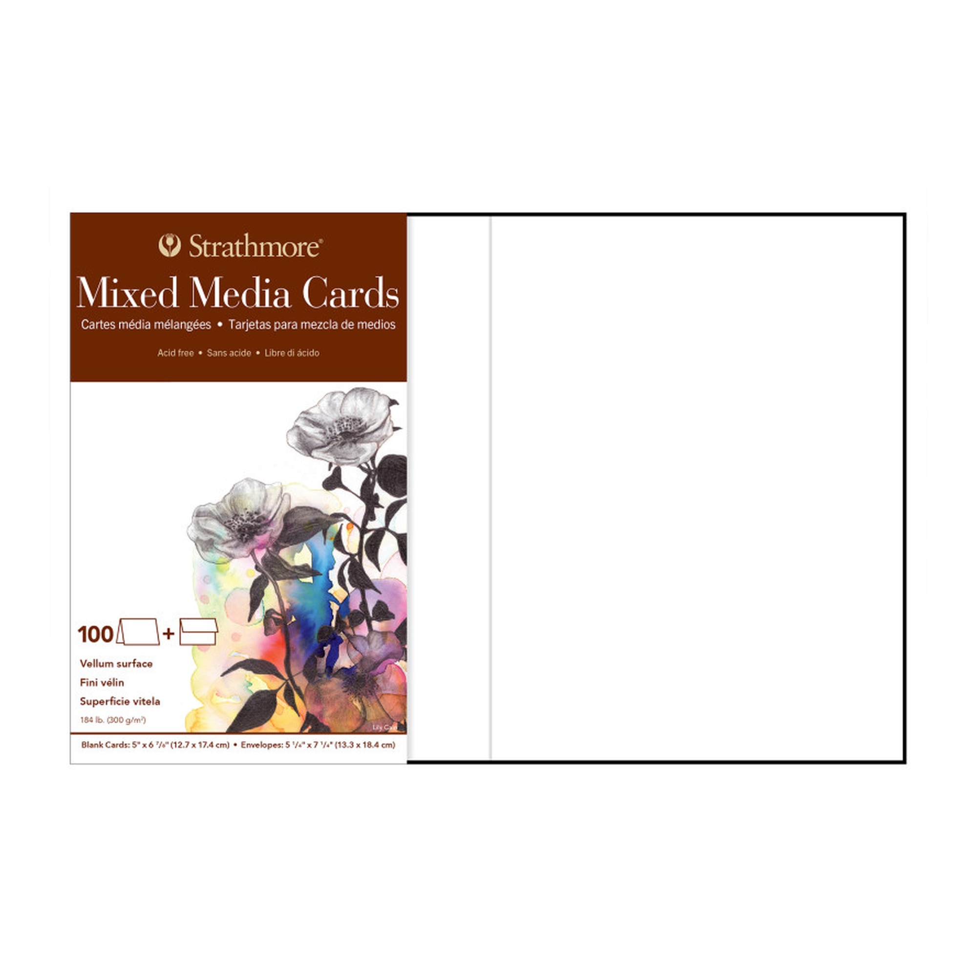 400 Series Mixed Media Paper Cards and Envelopes, 5 x 6.875 in., White, Pack of 100