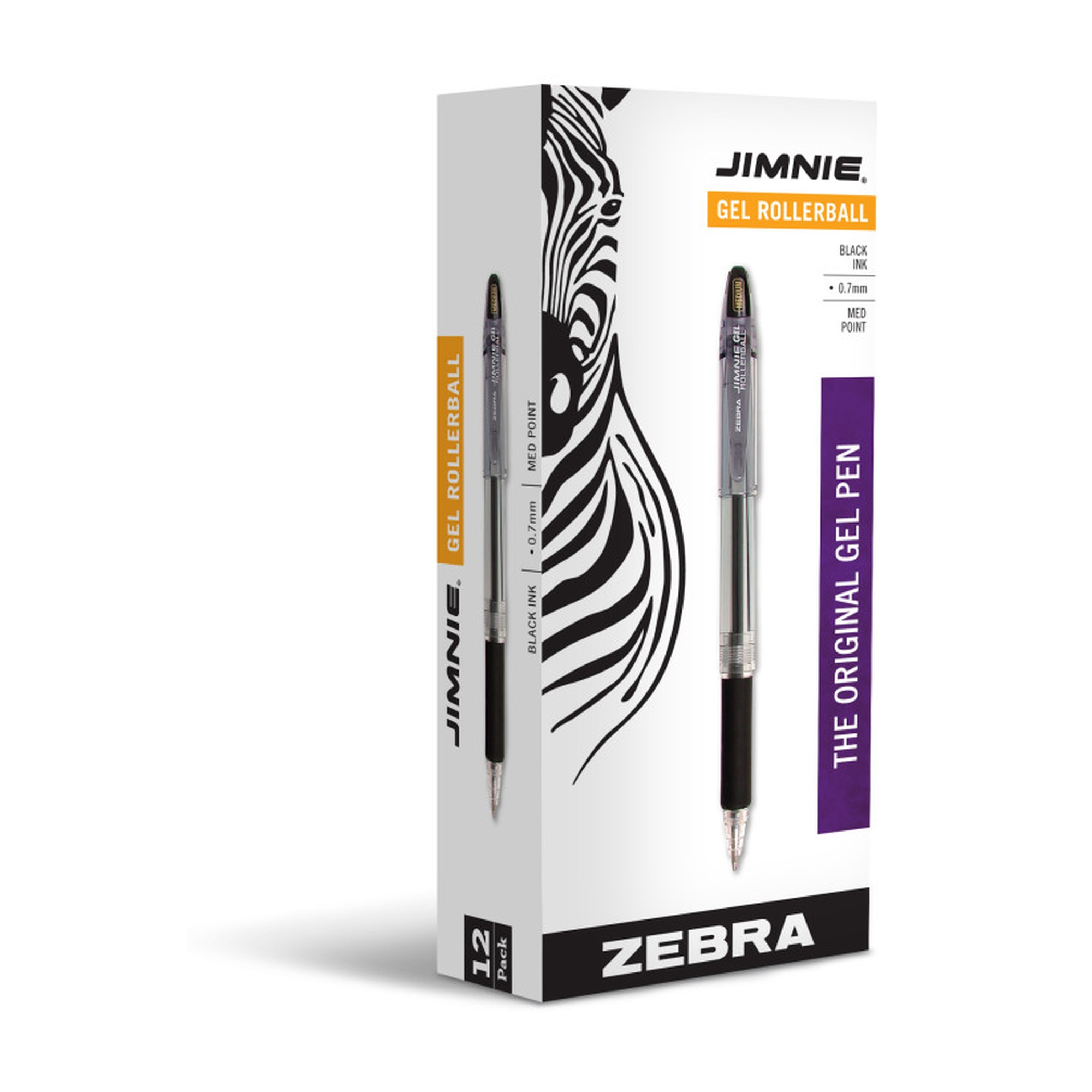 Black Gel Rollerball Pens, 0.7 mm, 12-Pack