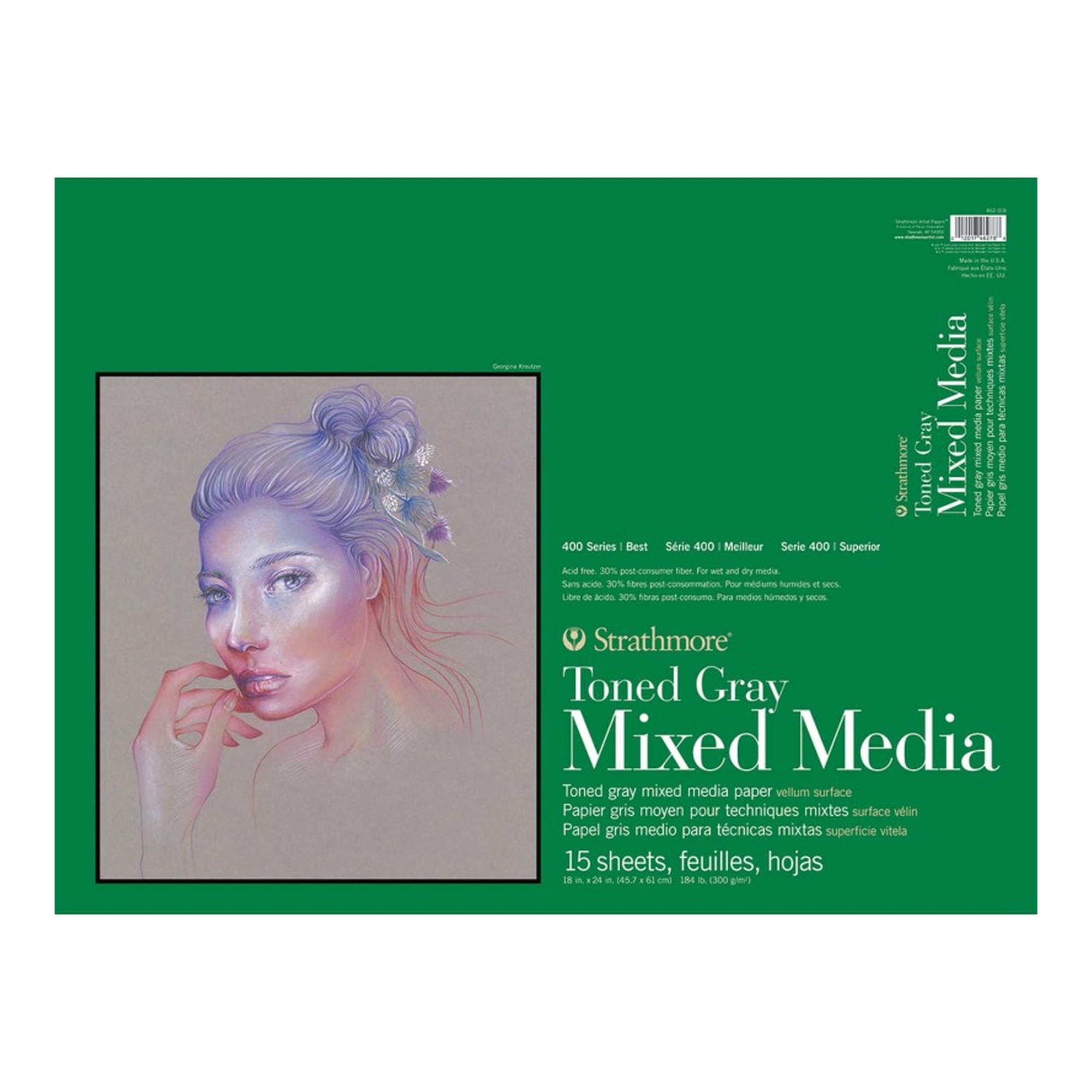 400 Series Toned Gray Mixed Media Paper Pad, 18 x 24 in., 15 Sheets