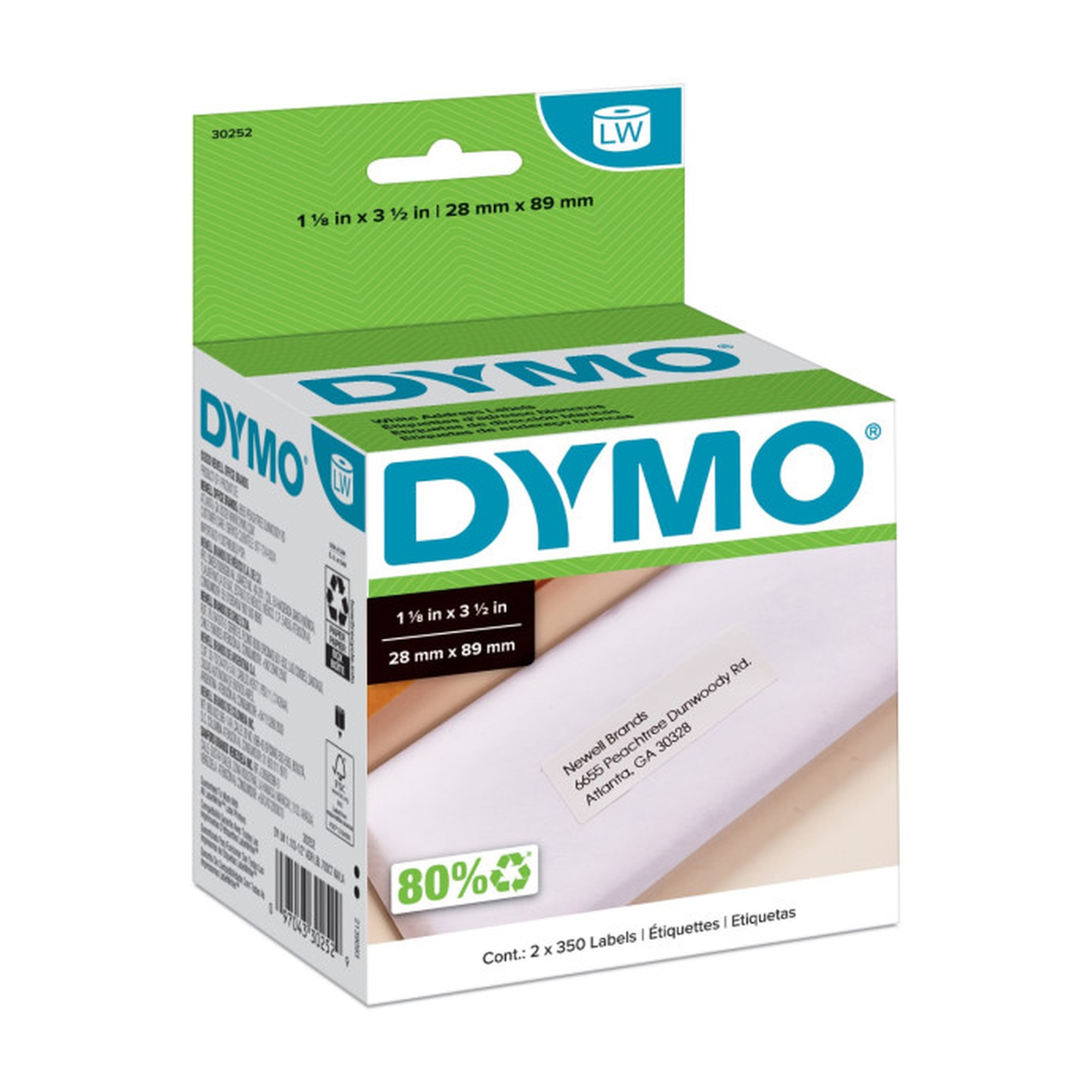 White Direct Thermal Address Labels, 1-1/8 x 3-1/2 in., 700 Labels