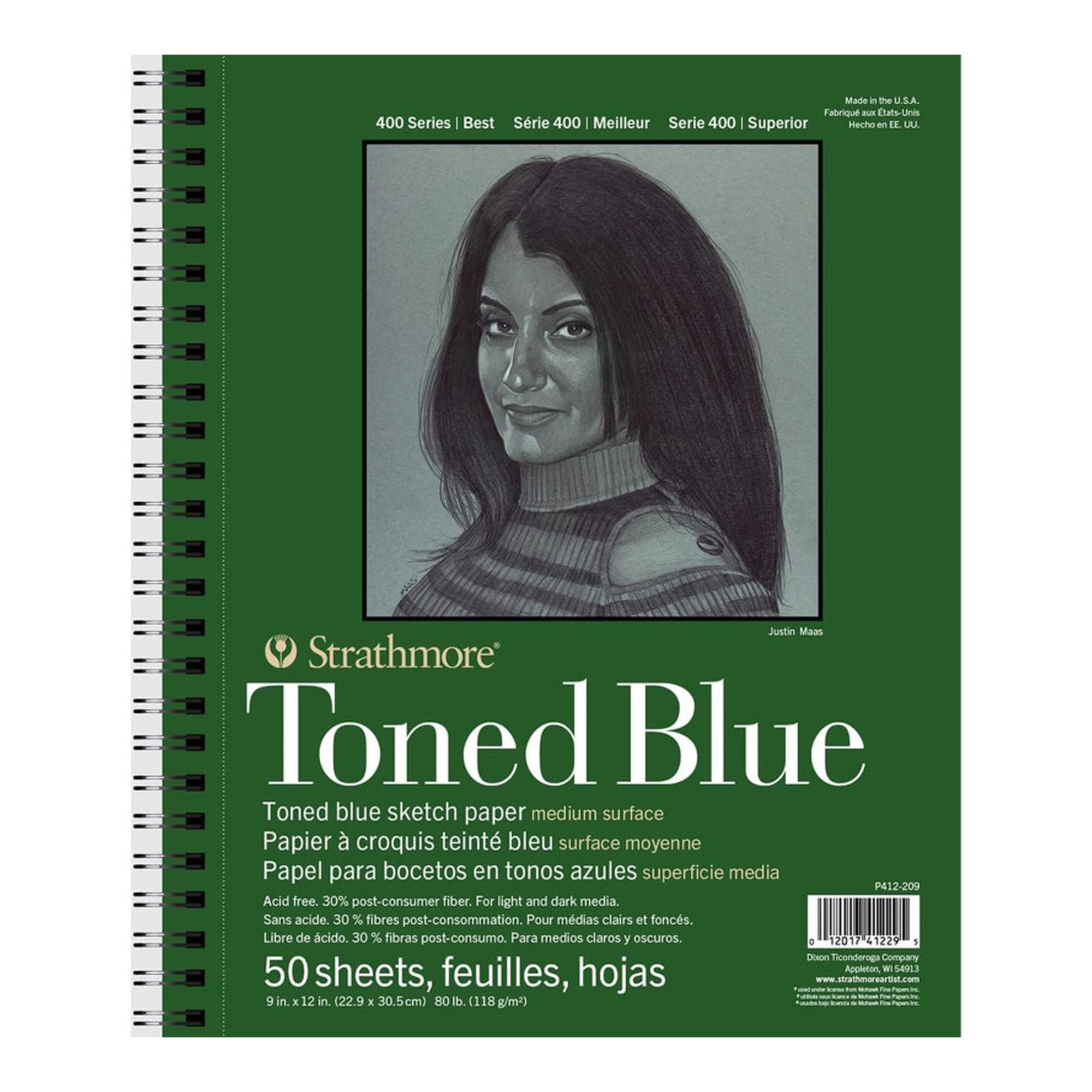 400 Series Recycled Toned Blue Sketch Pad, 9 x 12 in., 50 Sheets