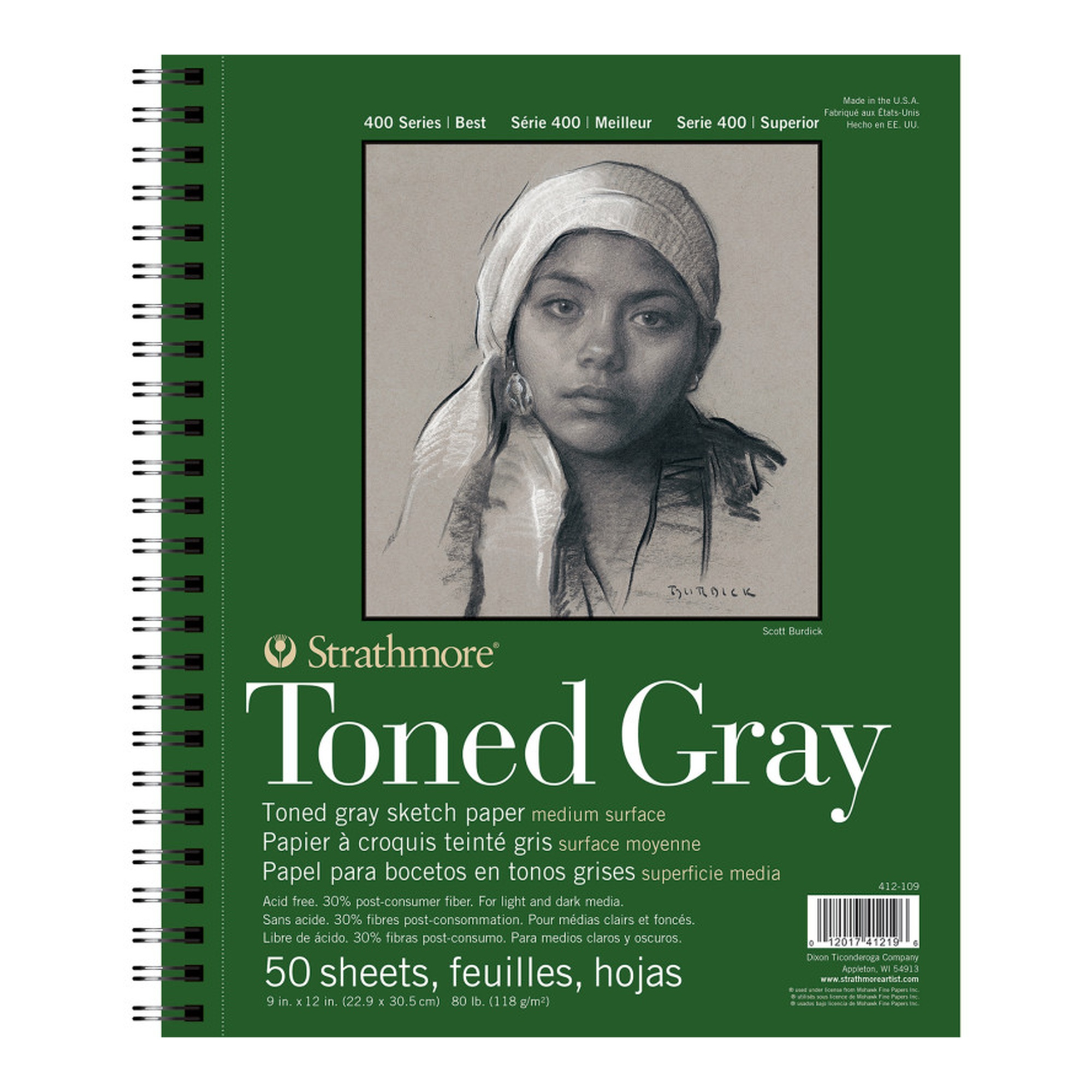 400 Series Recycled Toned Gray Sketch Pad, 9 x 12 in., 50 Sheets