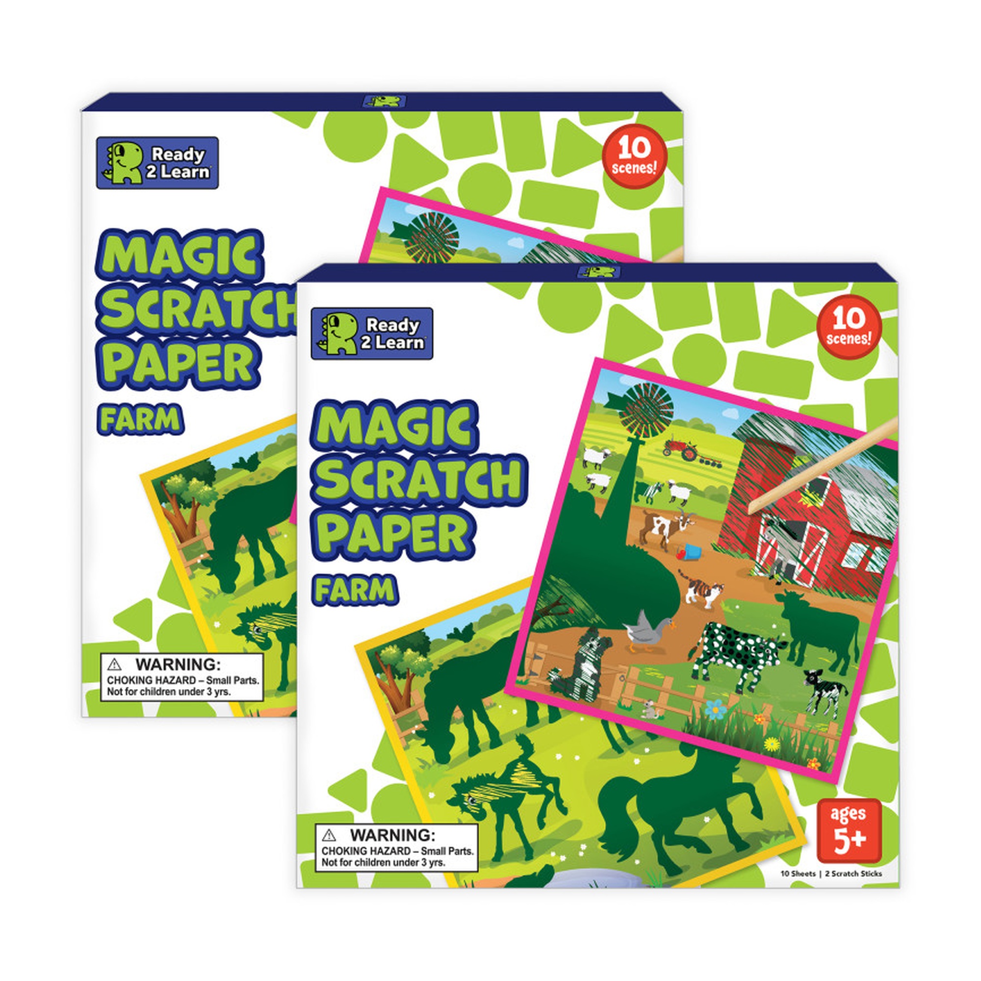 Farm Scratch Art Activity Sets, 10 Boards per Set, 2 Sets