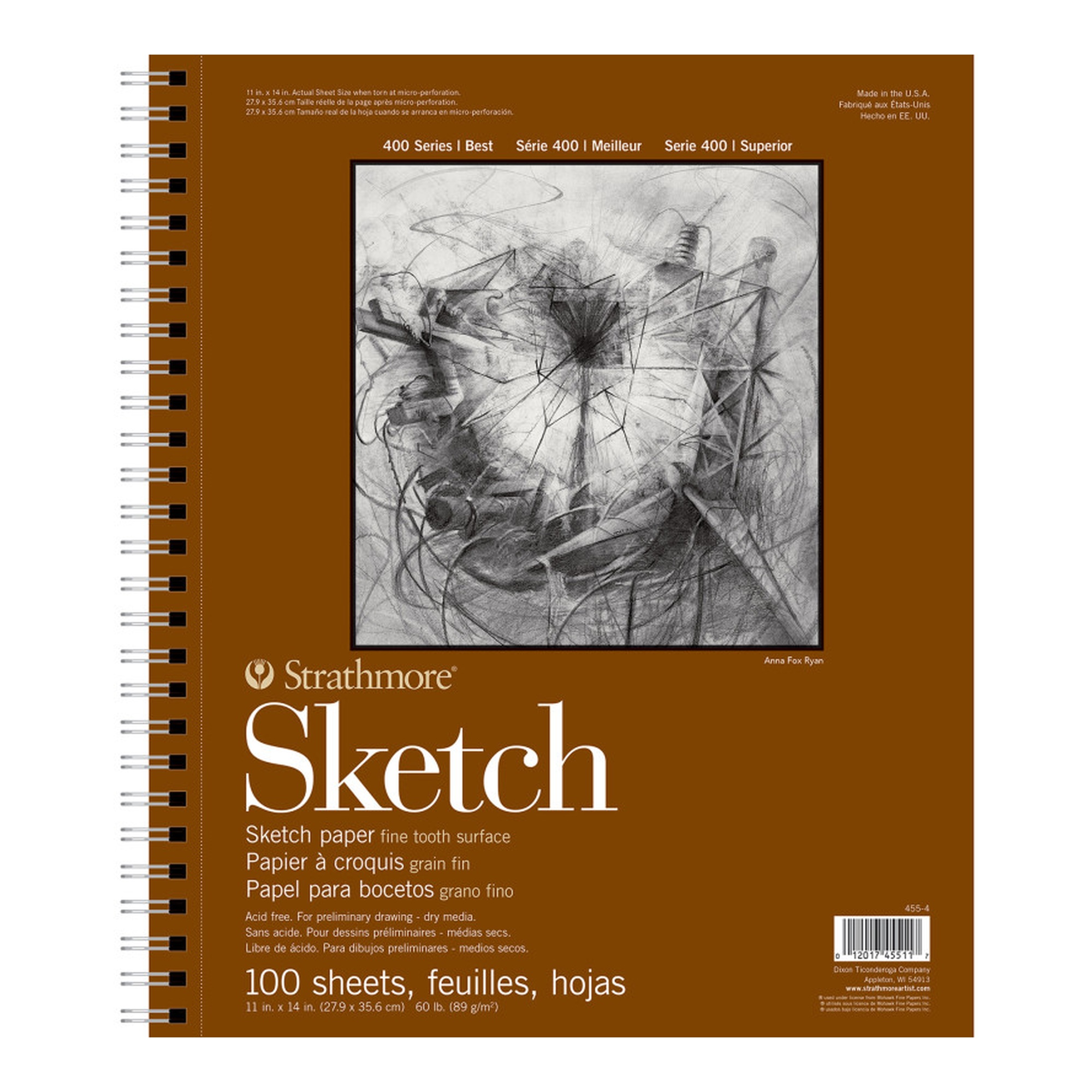 400 Series Side-Wire Sketch Pad, 100 Sheets, 11 x 14 Inches