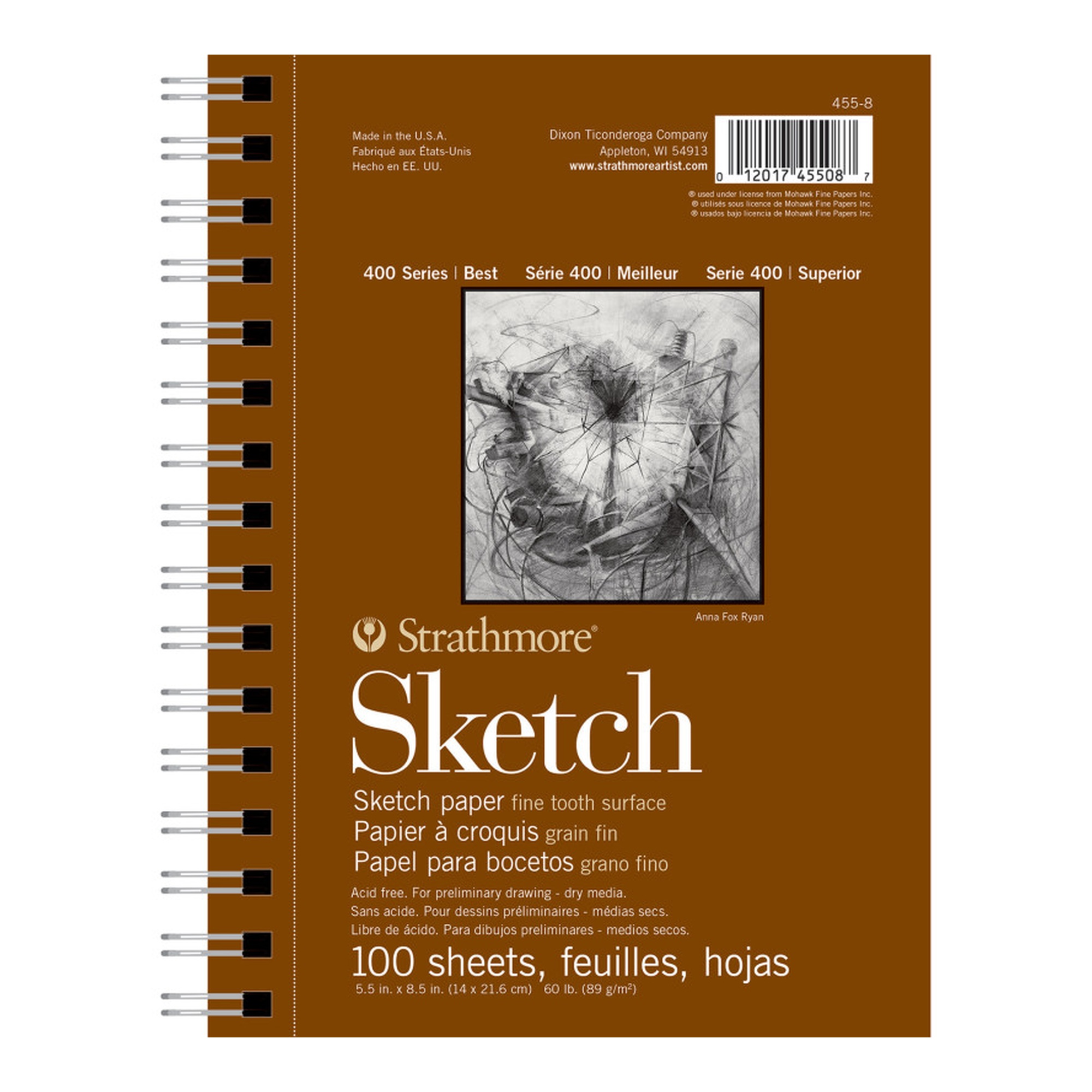 400 Series Side-Wire Sketch Pad, 100 Sheets, 5.5 x 8.5 Inches