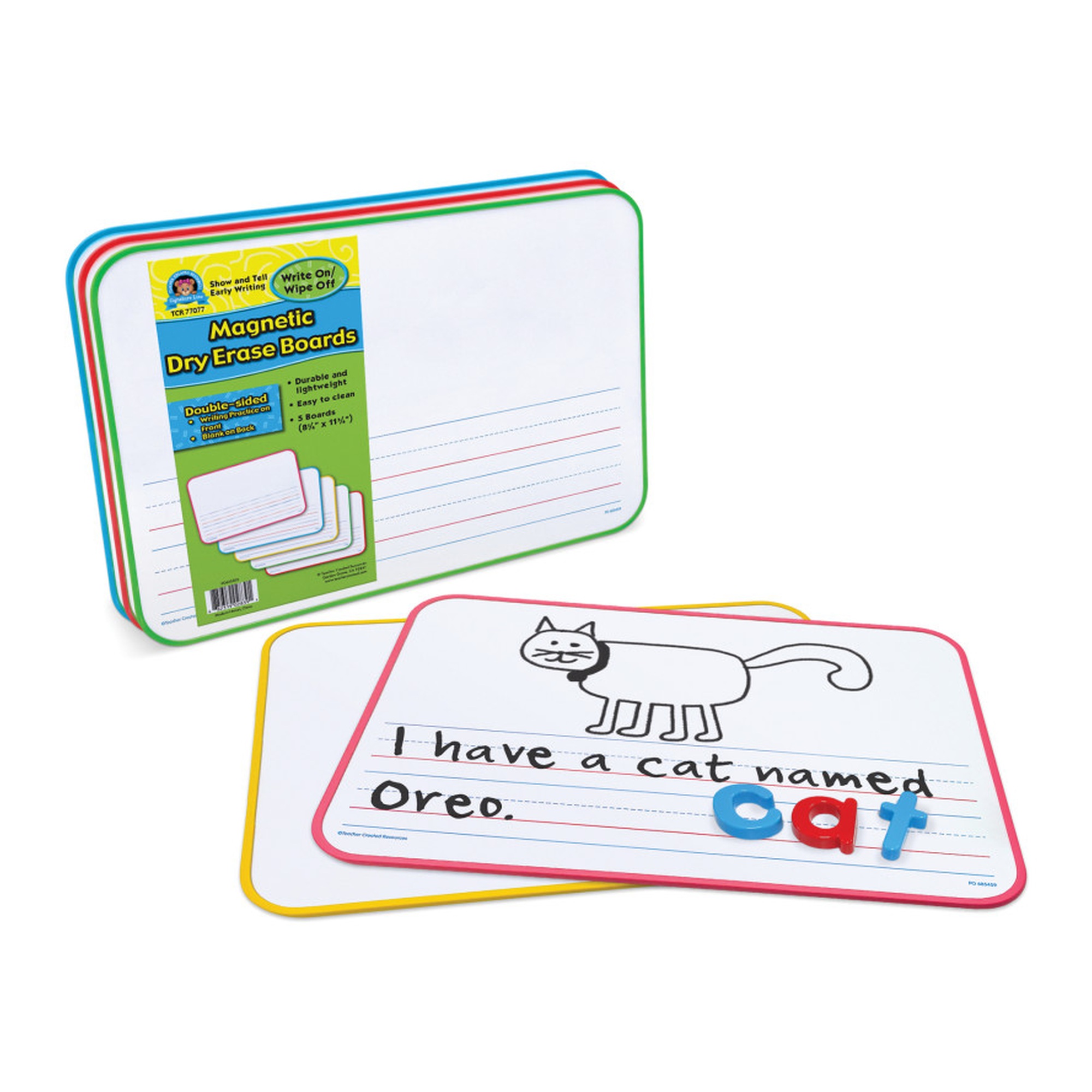 Magnetic Double-Sided Early Writing Dry Erase Boards, Pack of 5