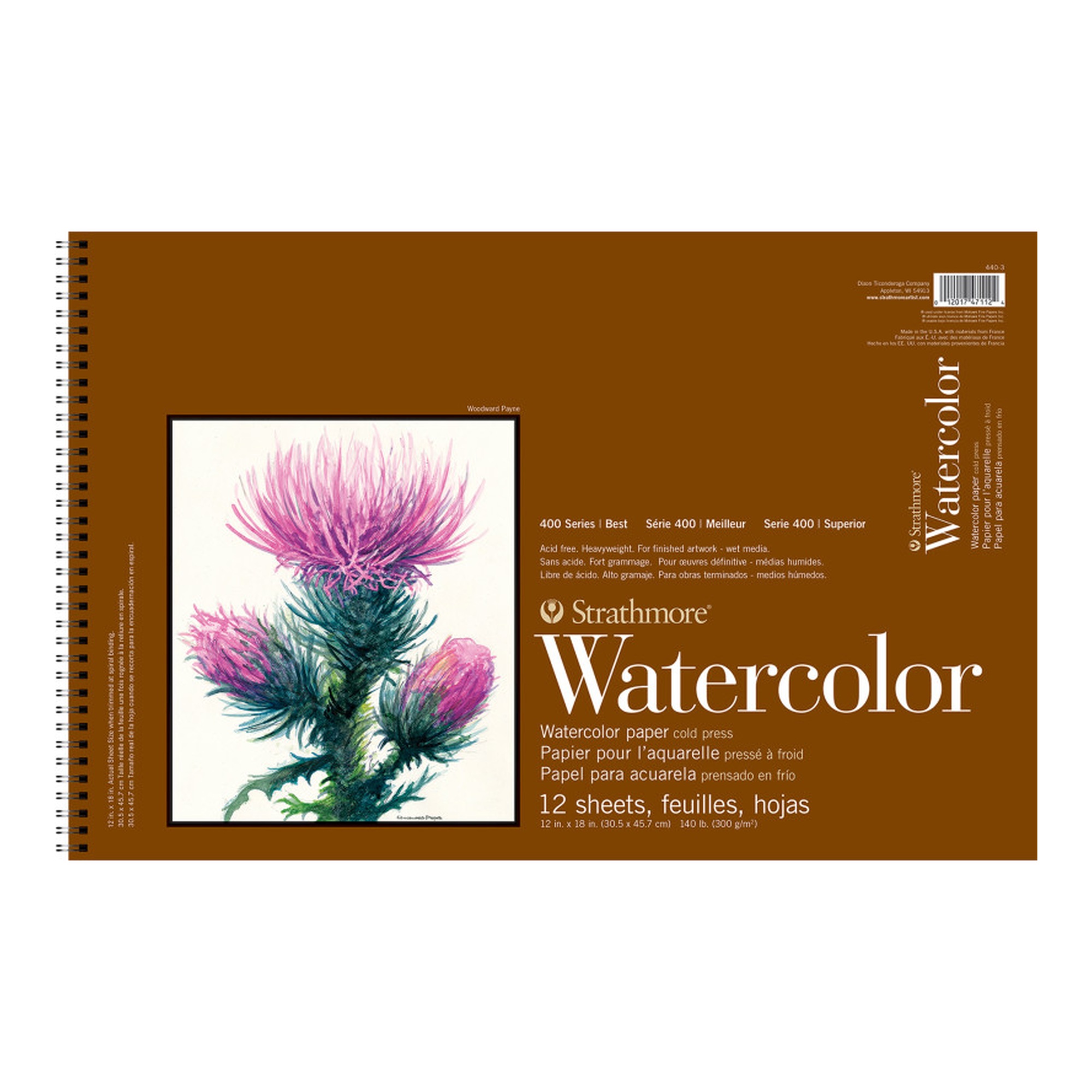 400 Series 12 x 18 Watercolor Pad with Side Wire Binding
