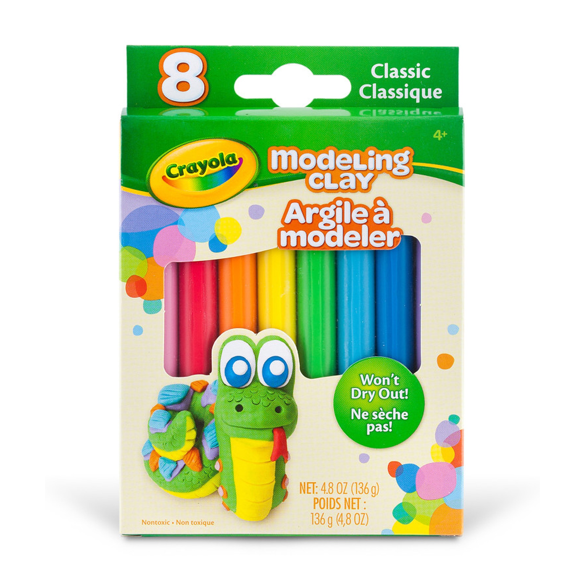 Classic Colors Reusable Modeling Clay, 8 Count