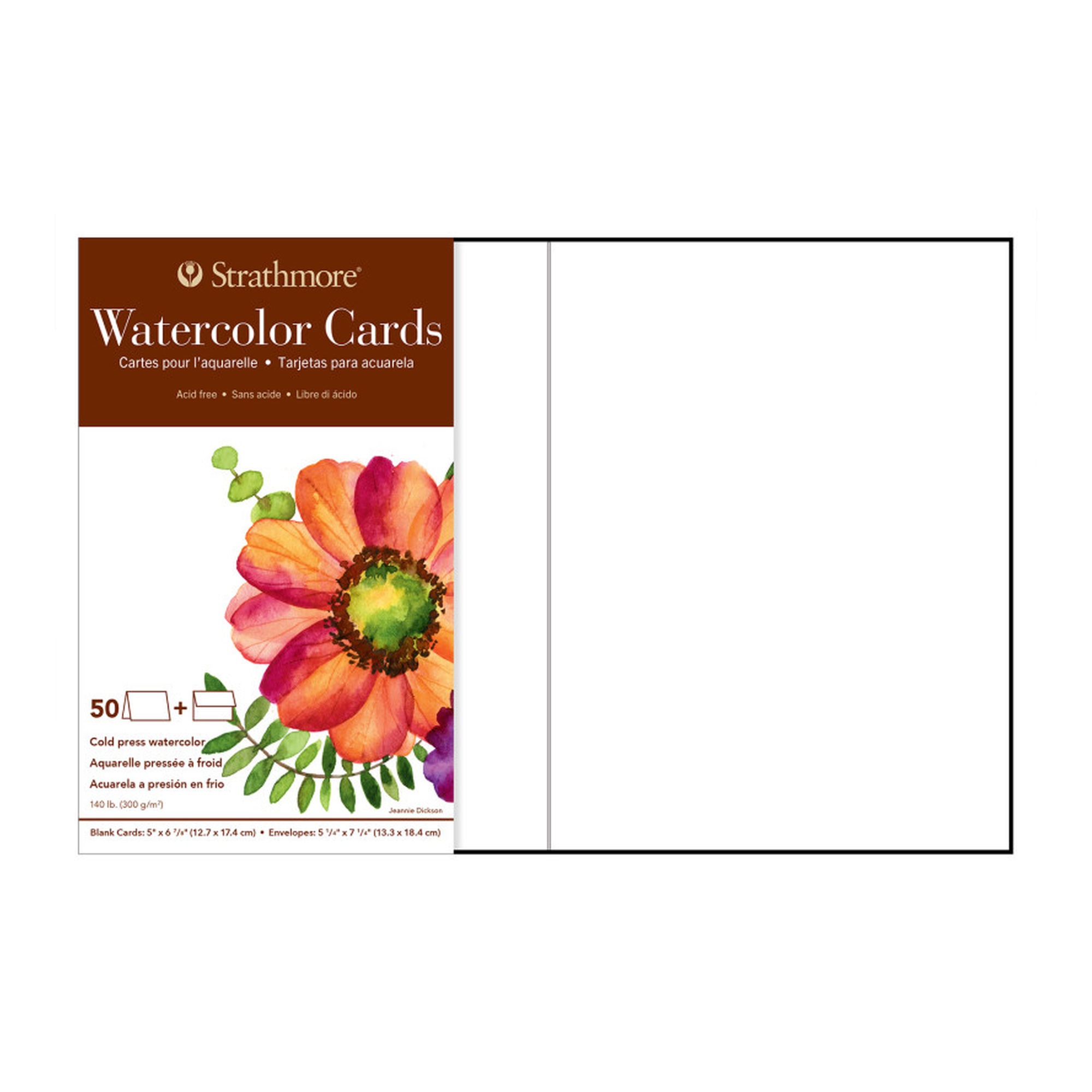 400 Series Watercolor Paper Cards and Envelopes, Full Size, 50-Pack