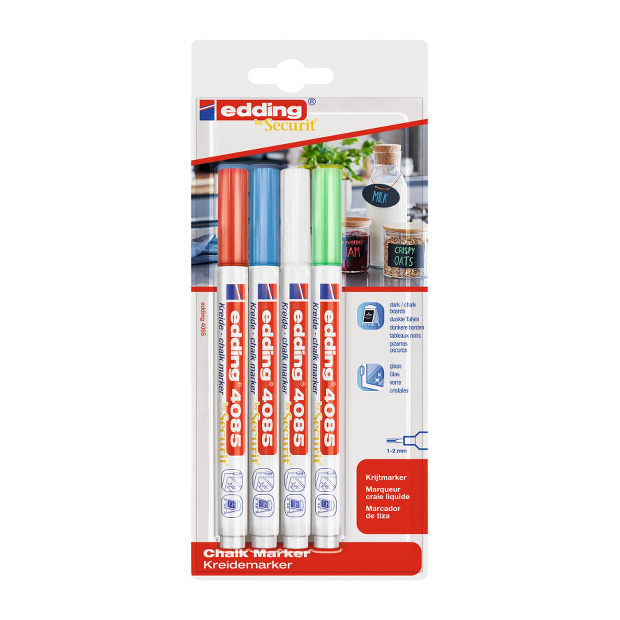 Assorted Fine-Tip Erasable Chalk Markers, 4-Pack