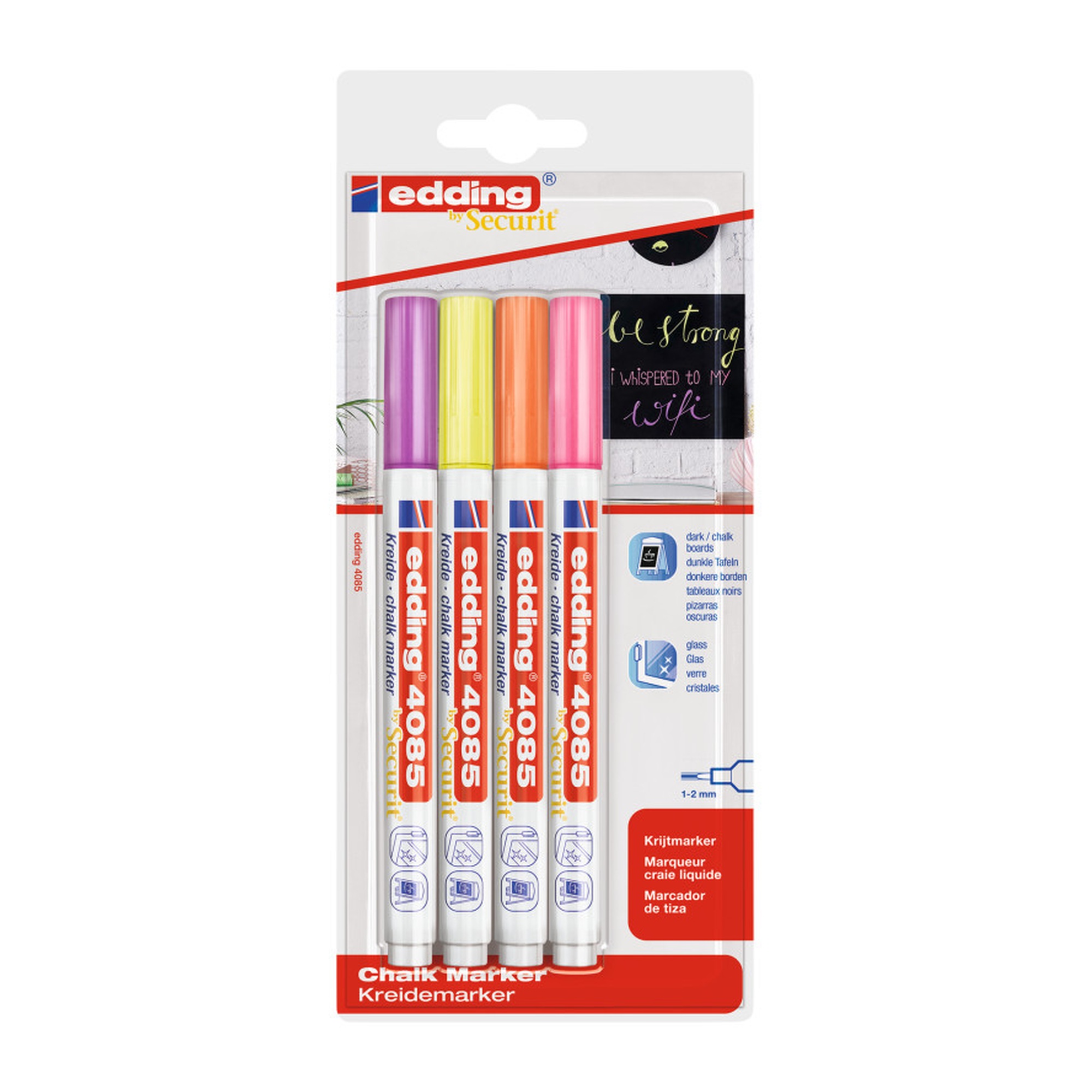 Neon Liquid Chalk Markers, Fine Tip, 4-Pack