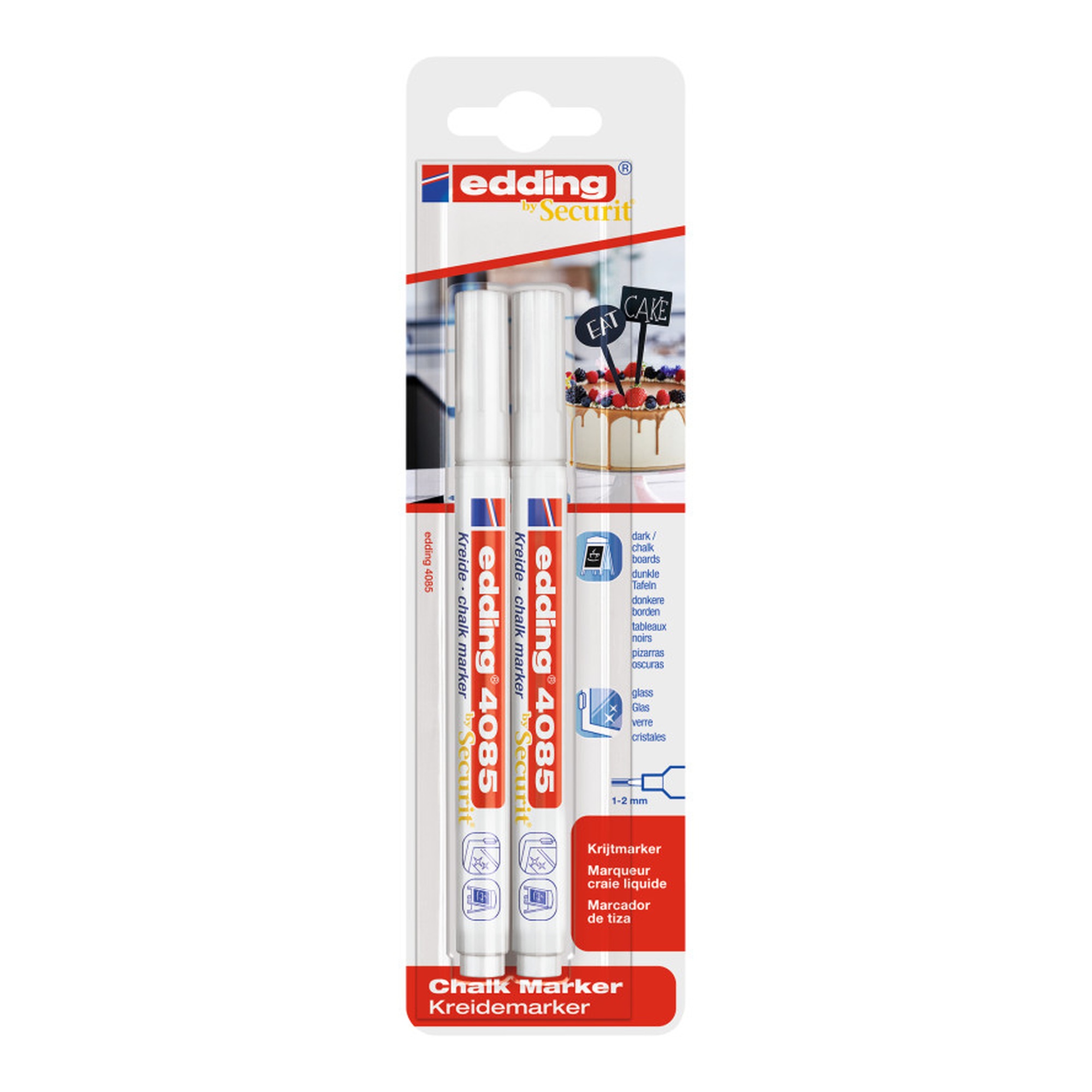 White Liquid Chalk Markers, Fine Bullet Tip, 2-Pack