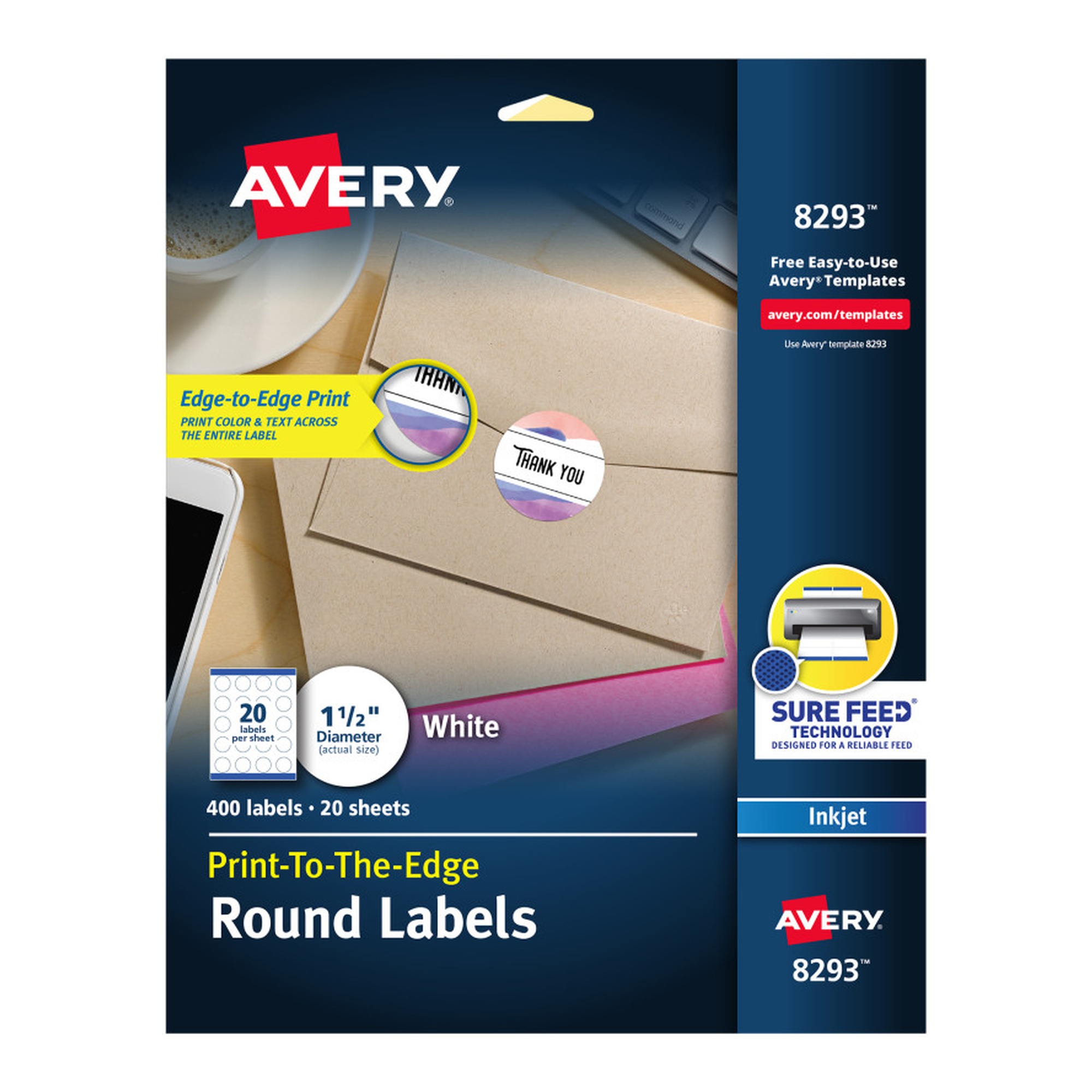 Matte White Round Permanent Adhesive Labels, 1-1/2 in., 400 Count