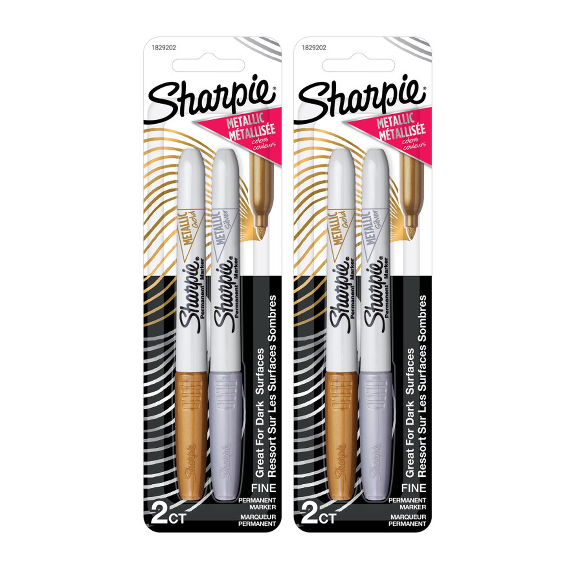 Metallic Fine Point Permanent Markers, Gold and Silver, 2 Sets