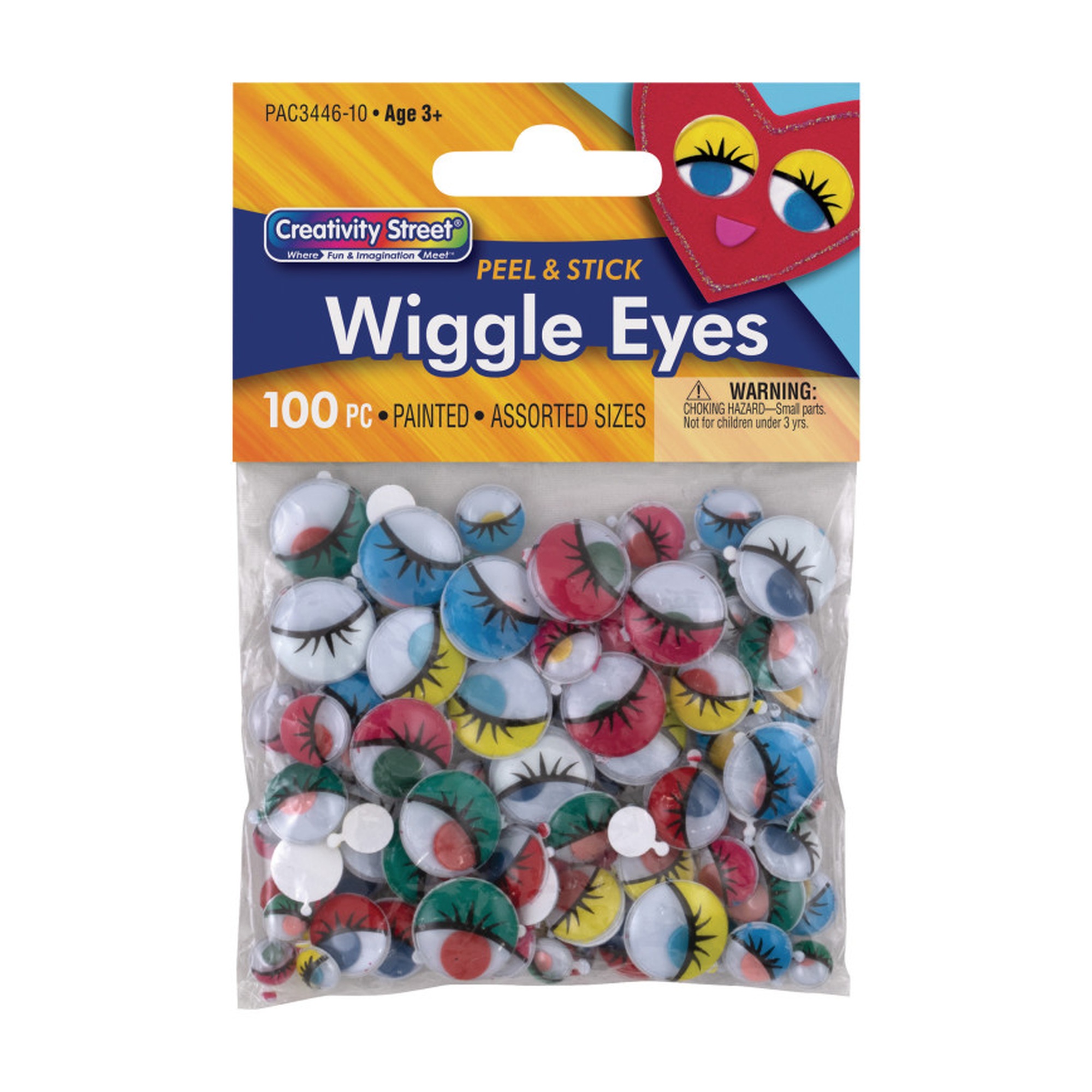 Painted Peel-and-Stick Wiggle Eyes, Assorted Sizes, 100-Pack