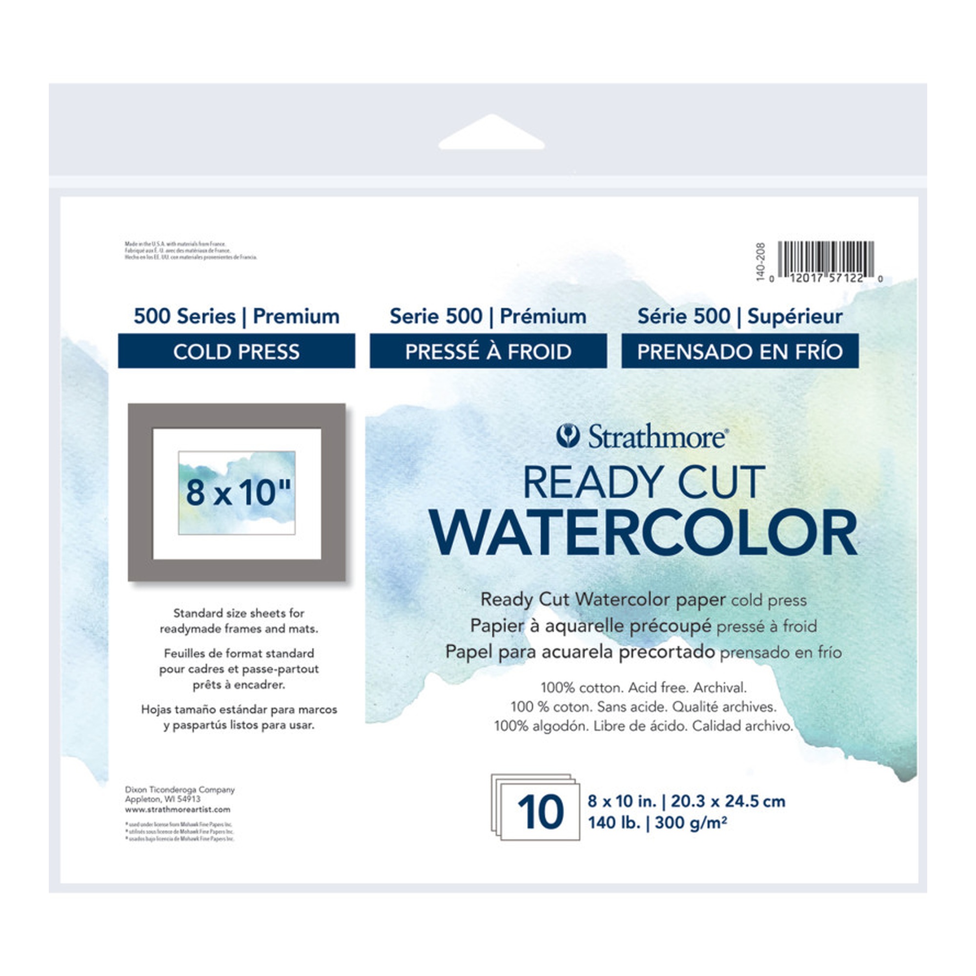 500 Series Cold Press Watercolor Paper Pack, 8 x 10, 10 Sheets