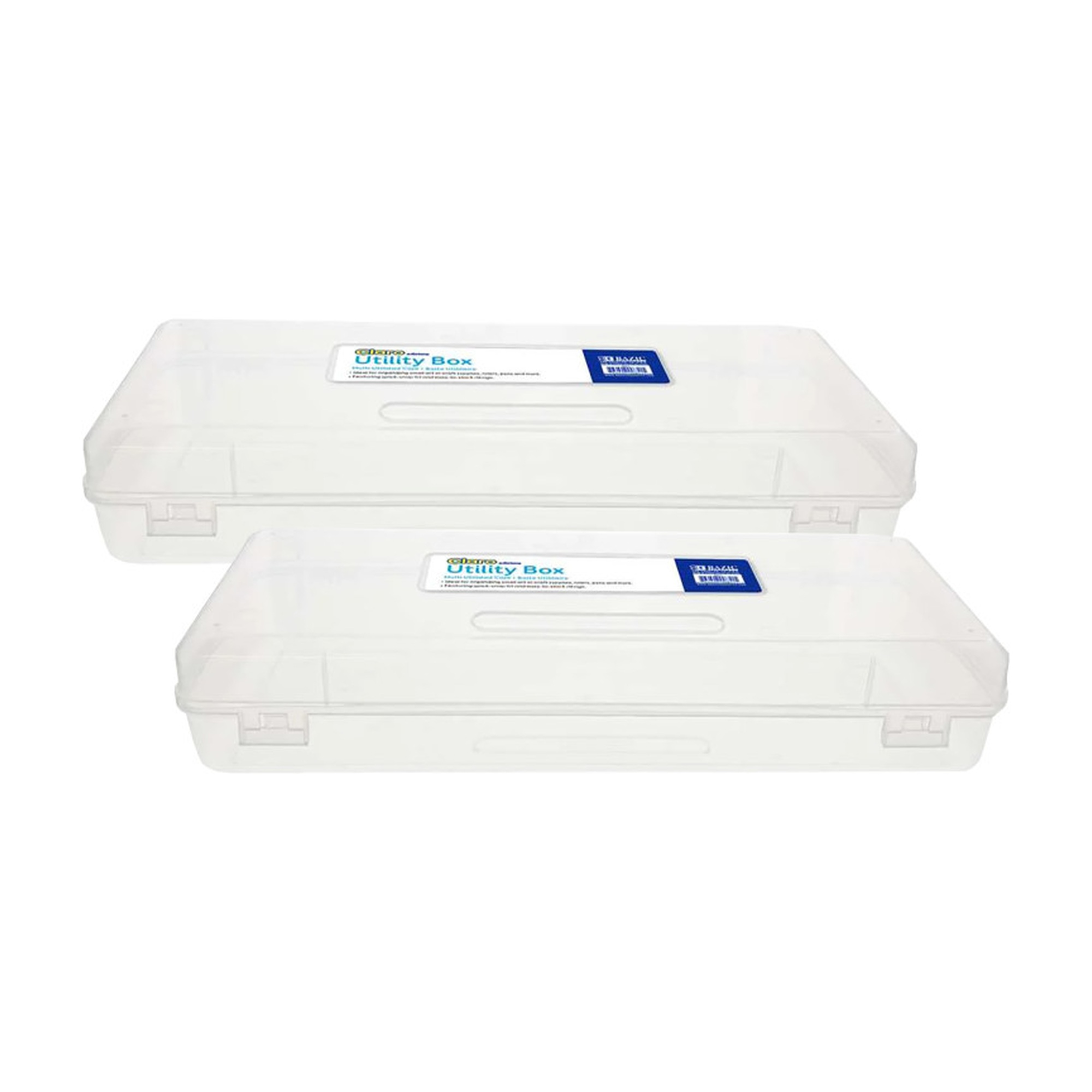 Clear Ruler-Length Utility Storage Boxes, Pack of 2