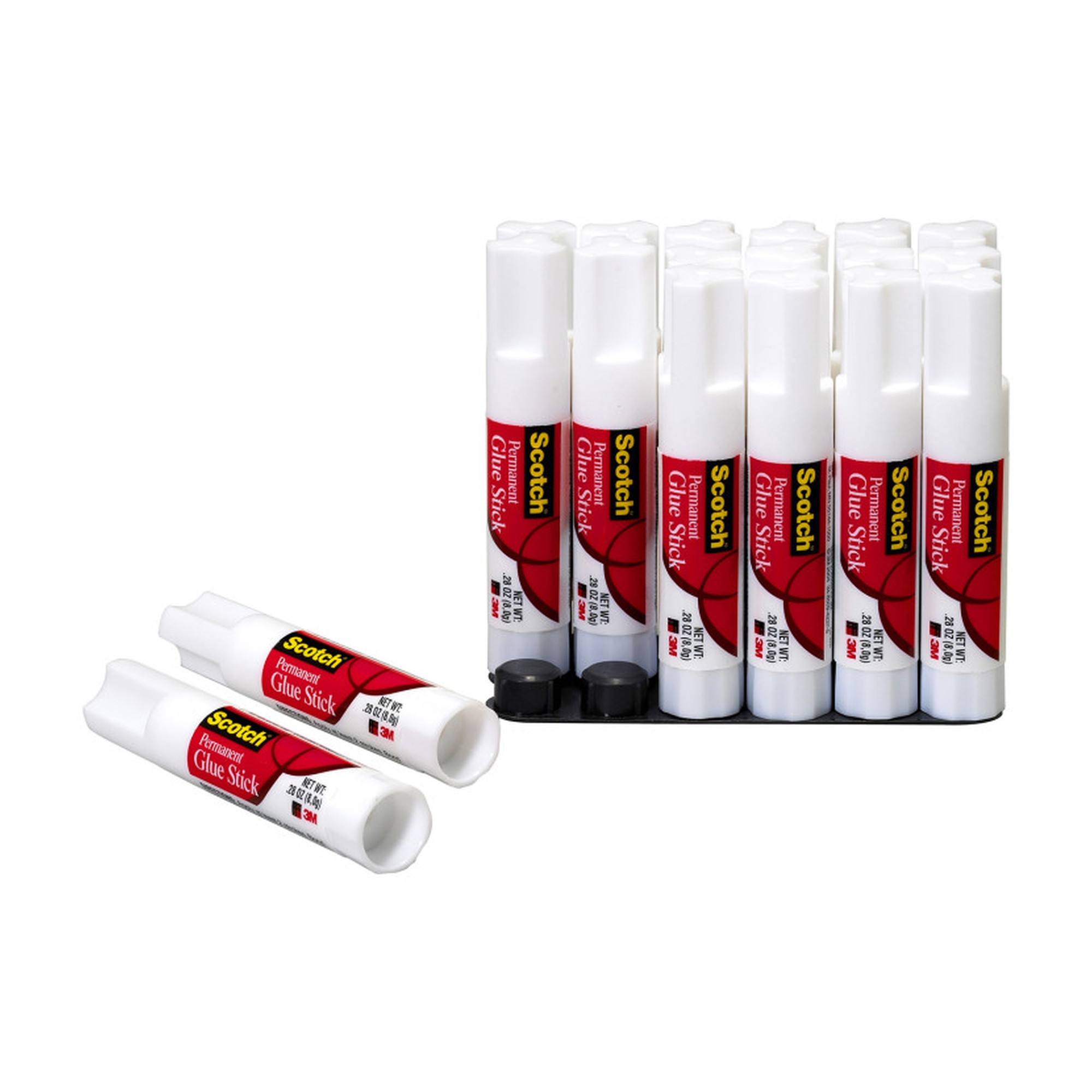 Permanent White Glue Sticks, 0.28 oz, 12 Count