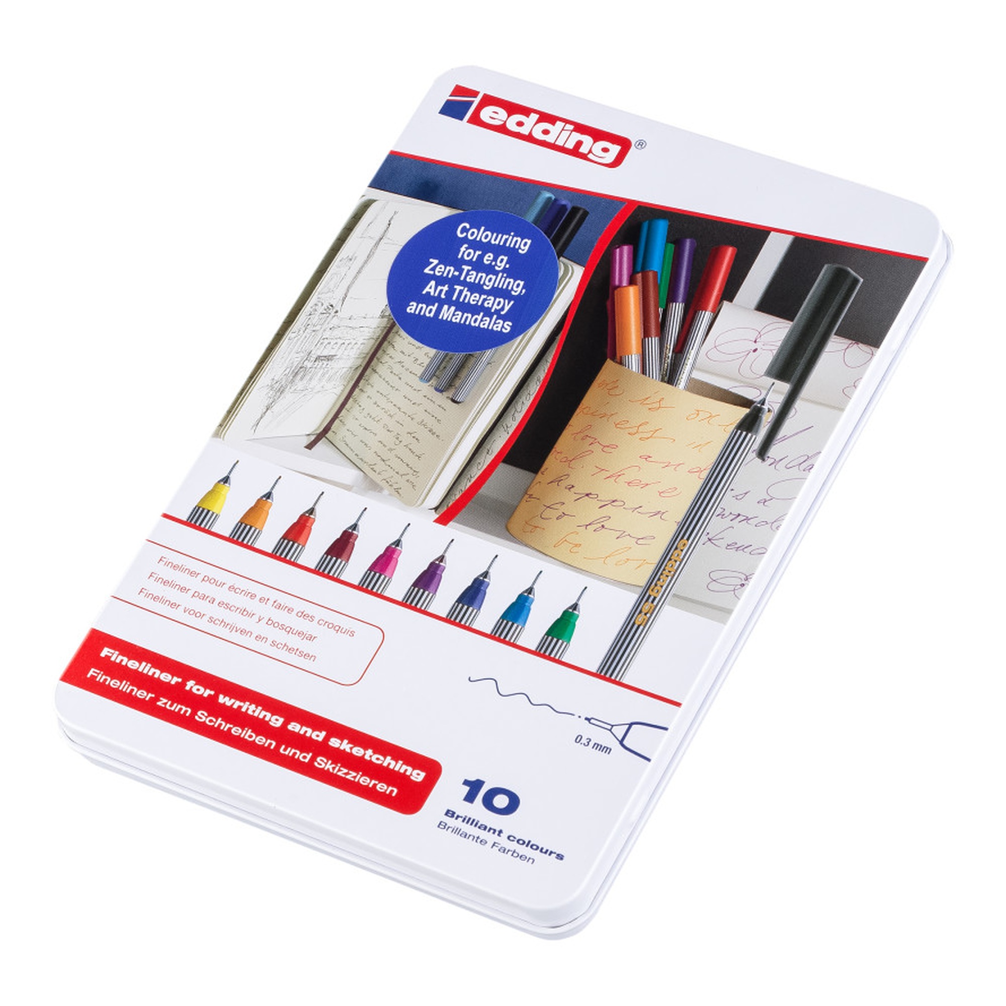 55 Series Fineliner Pens, Assorted Colors, Set of 10