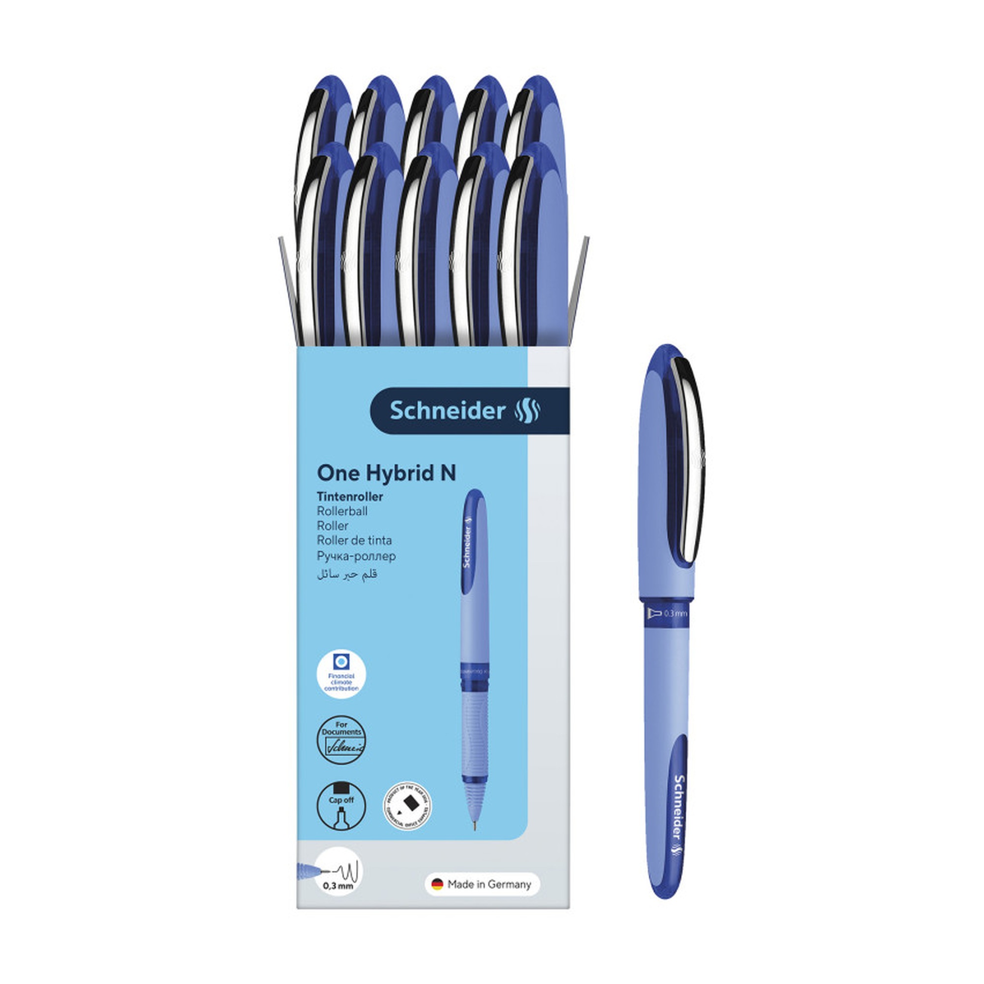 Extra-Fine Blue Rollerball Pens, 0.3 mm, Pack of 10