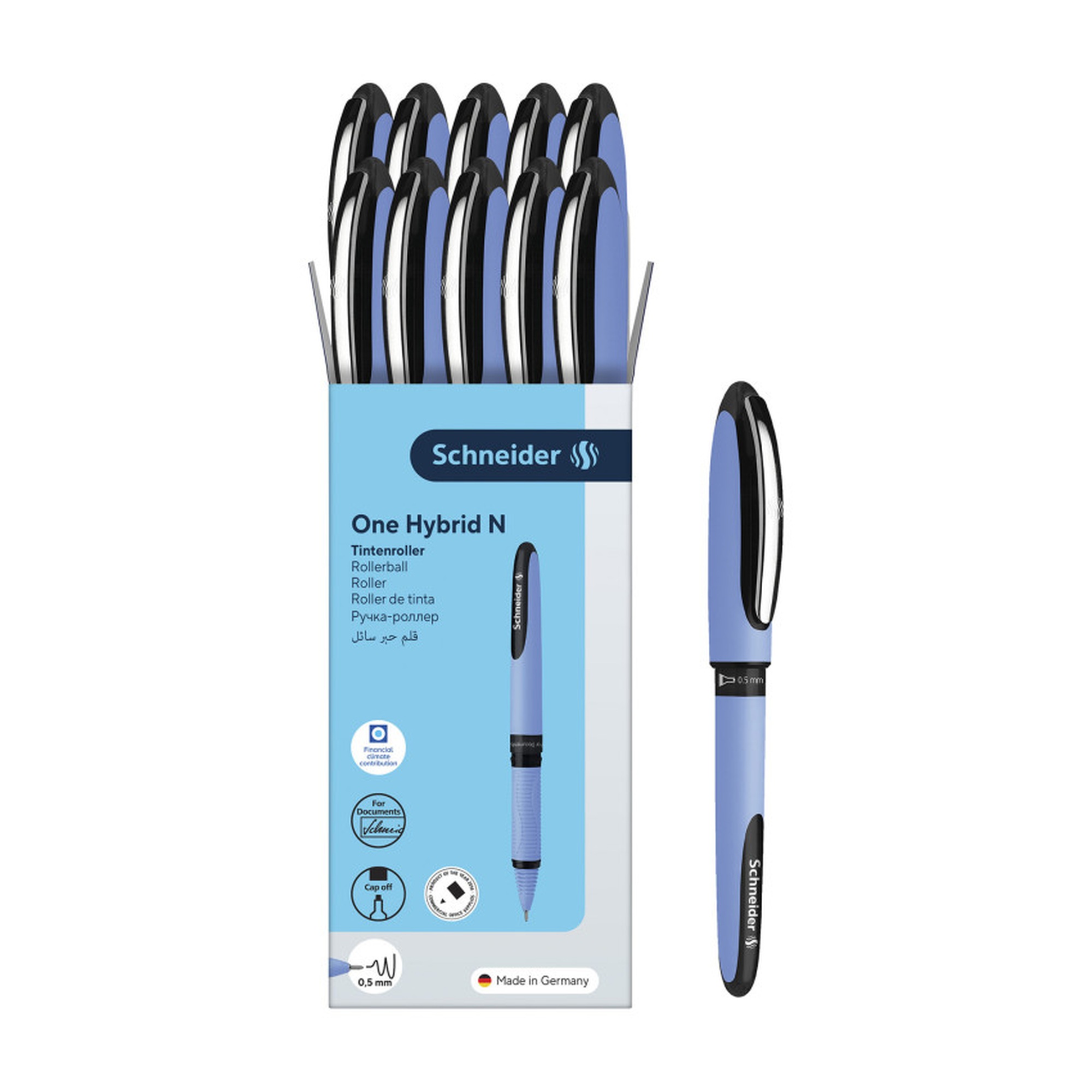 Hybrid Needle-Tip Rollerball Pens, 0.5 mm, Black Ink, Pack of 10