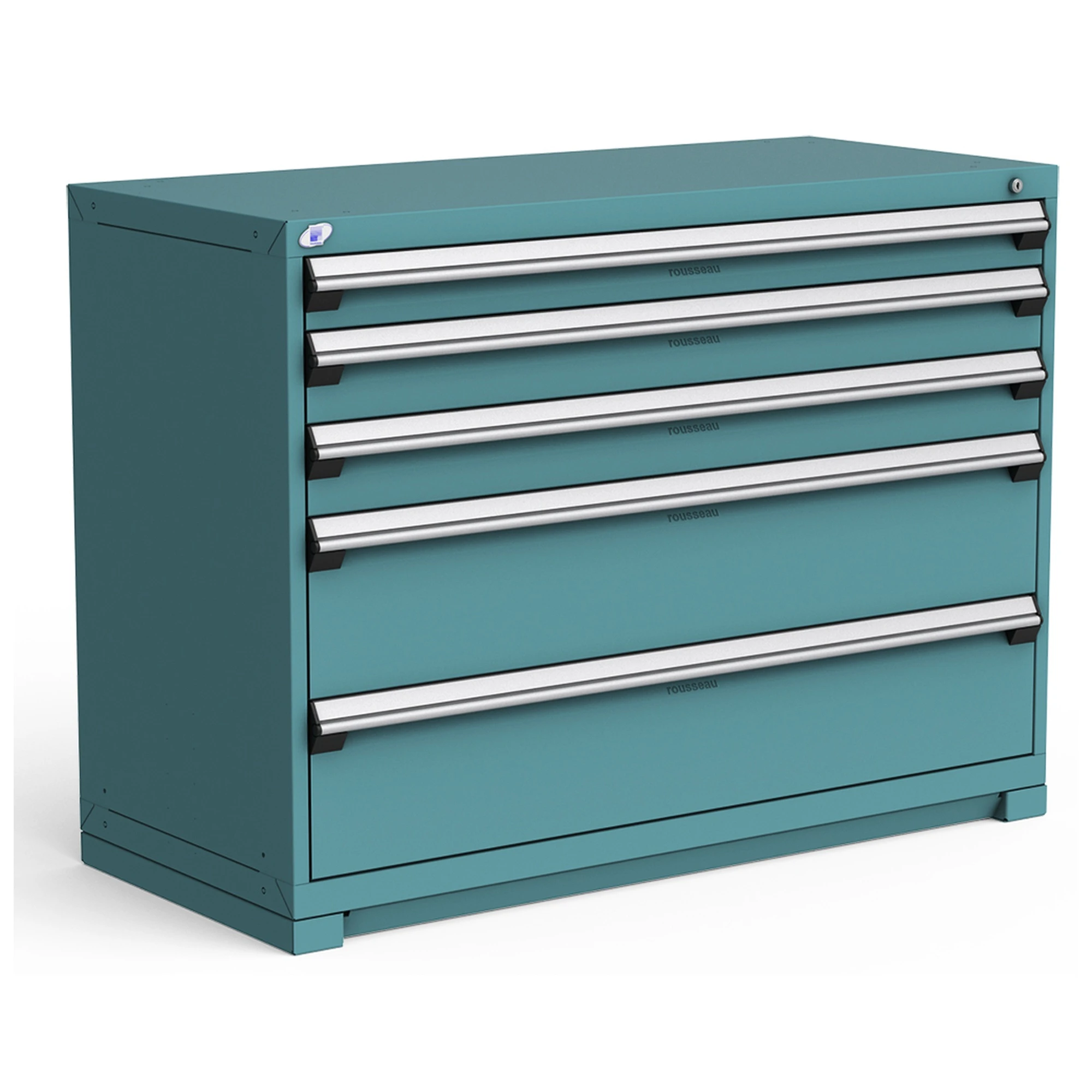 5-Drawer Heavy-Duty Modular Cabinet, 54"W x 24"D x 40"H - With Dividers - Everest Blue