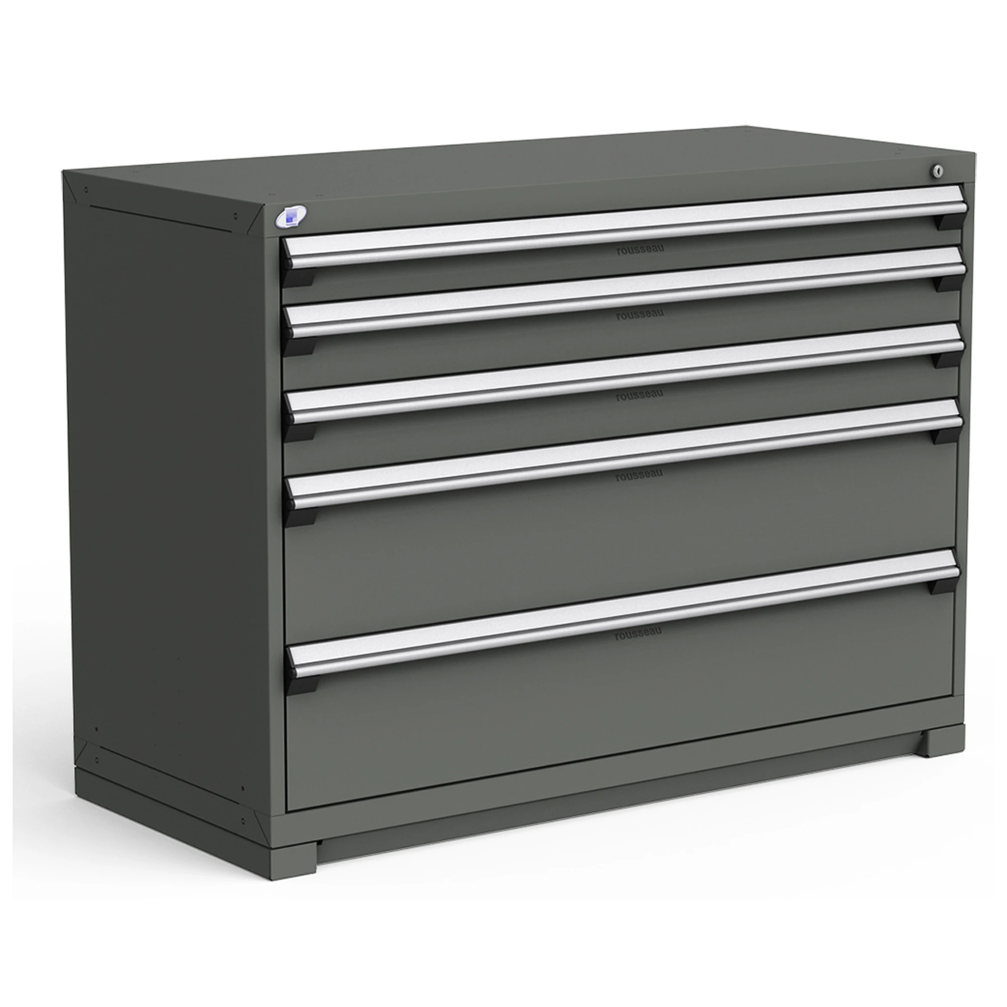 5-Drawer Heavy-Duty Modular Cabinet, 54"W x 24"D x 40"H - With Dividers - Charcoal Gray