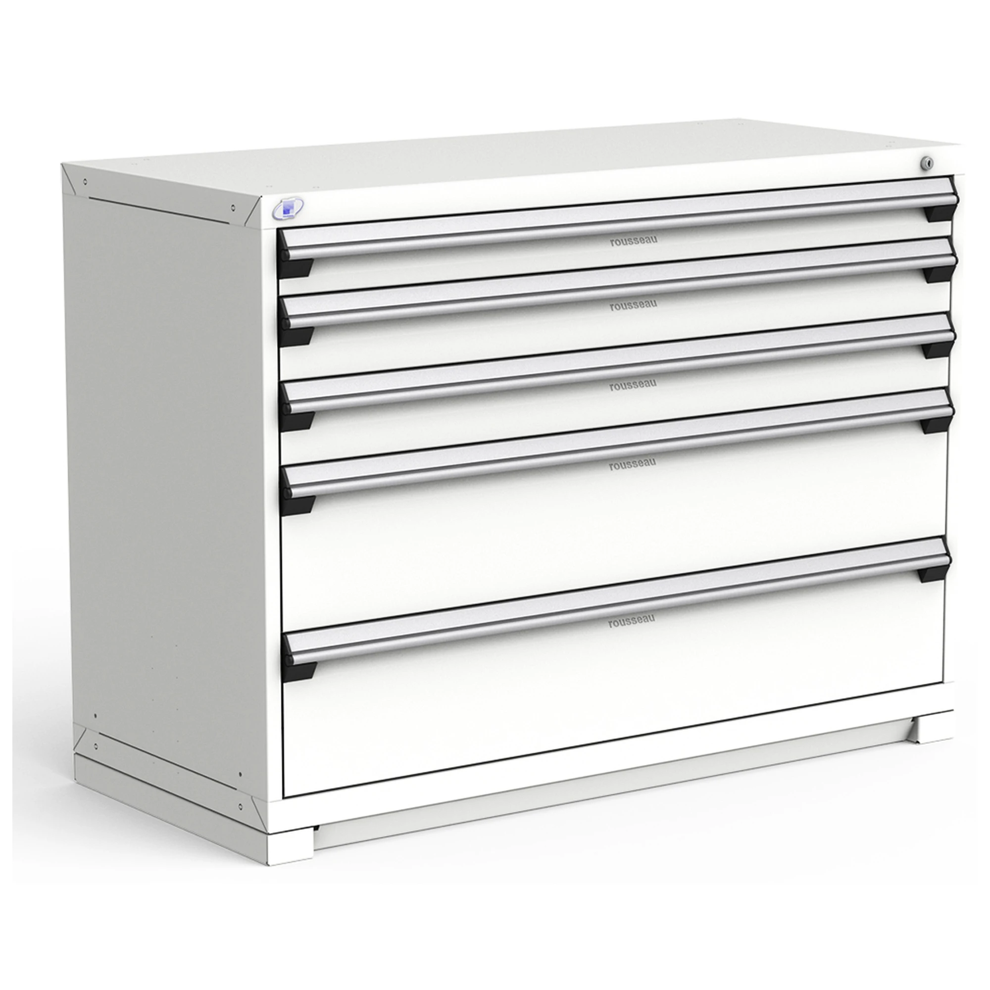 5-Drawer Heavy-Duty Modular Cabinet, 54"W x 24"D x 40"H - With Dividers - White