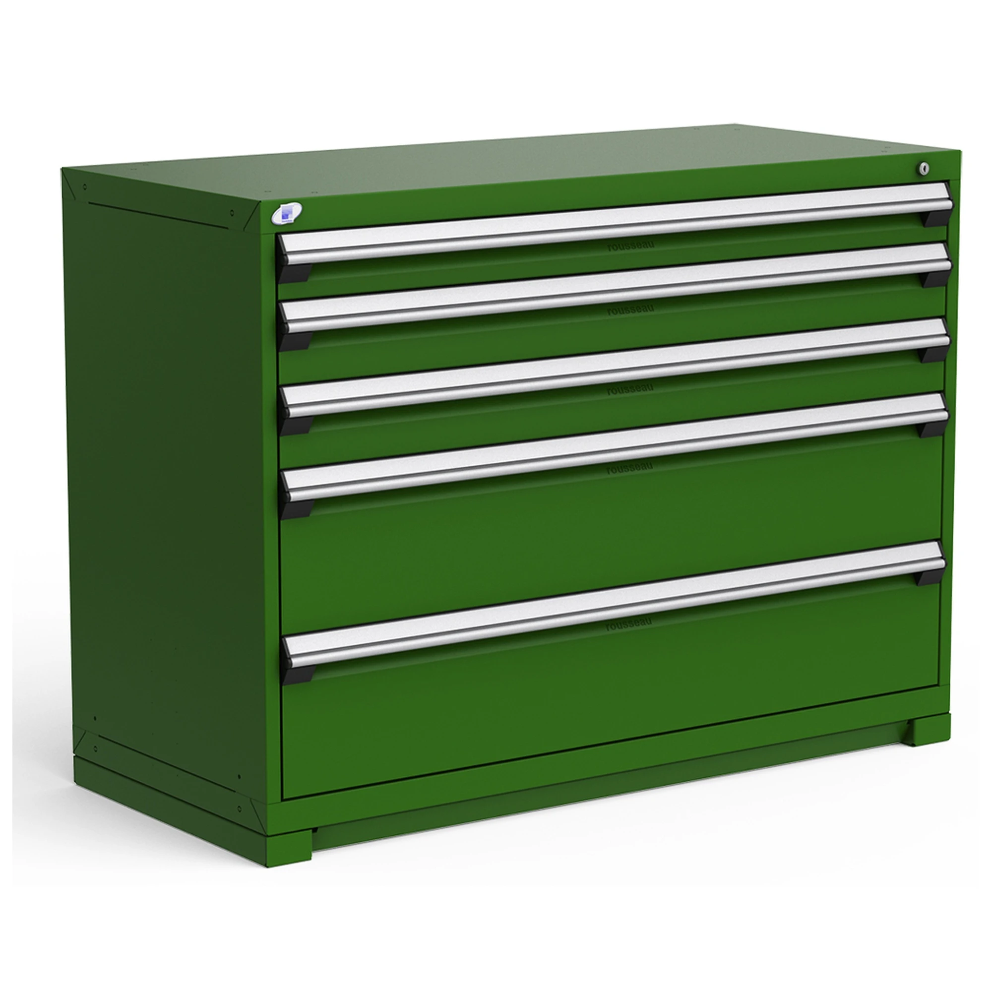 5-Drawer Heavy-Duty Modular Cabinet, 54"W x 24"D x 40"H - With Dividers - Glossy EverGreen