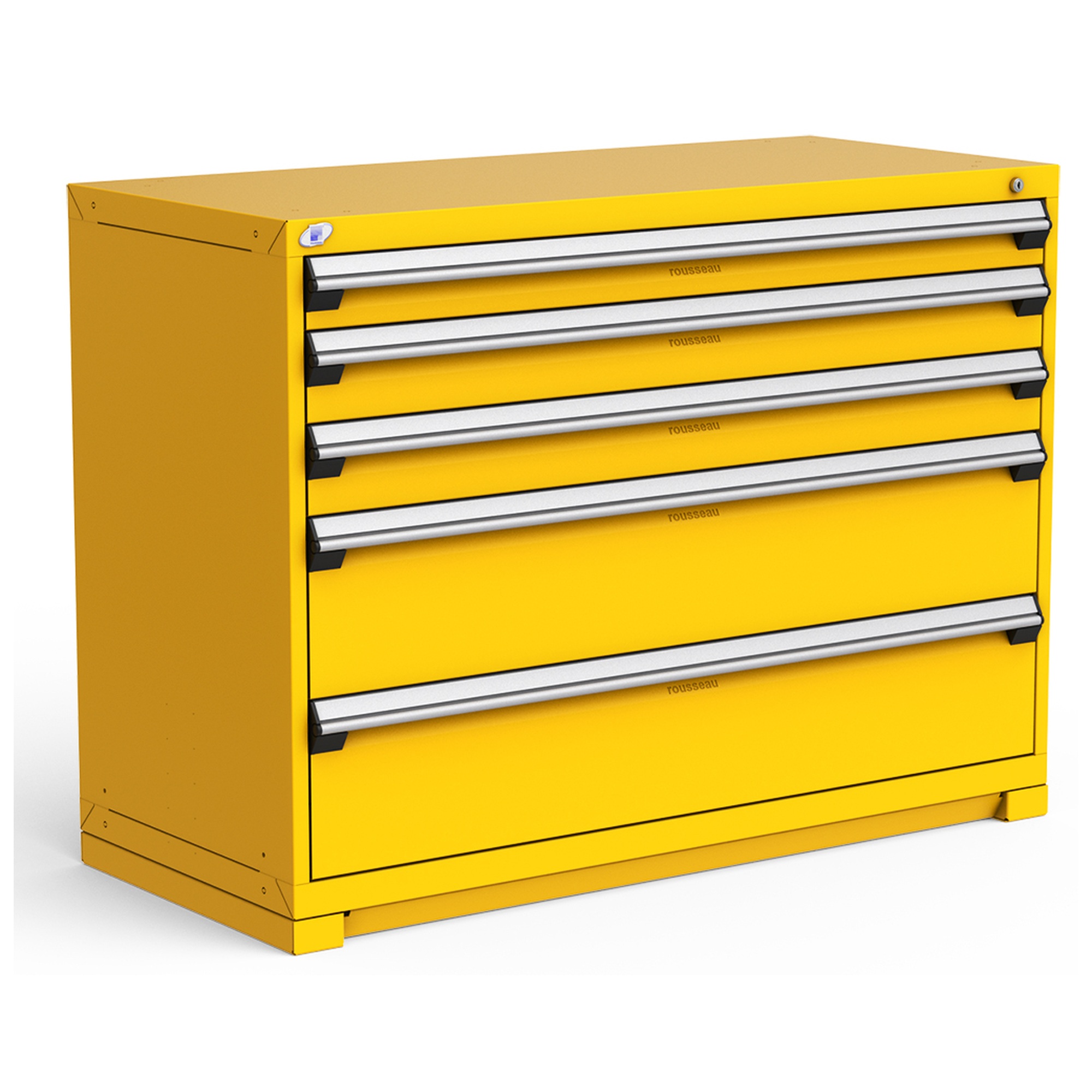 5-Drawer Heavy-Duty Modular Cabinet, 54"W x 24"D x 40"H - With Dividers - Glossy Yellow