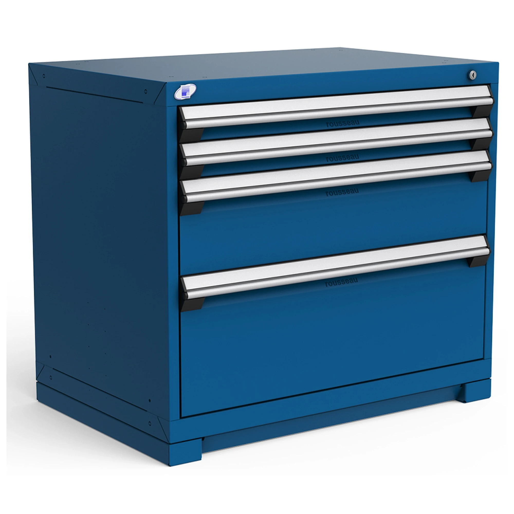 4-Drawer Heavy-Duty Modular Cabinet, 36"W x 24"D x 32"H - Without Dividers - Avalanche Blue