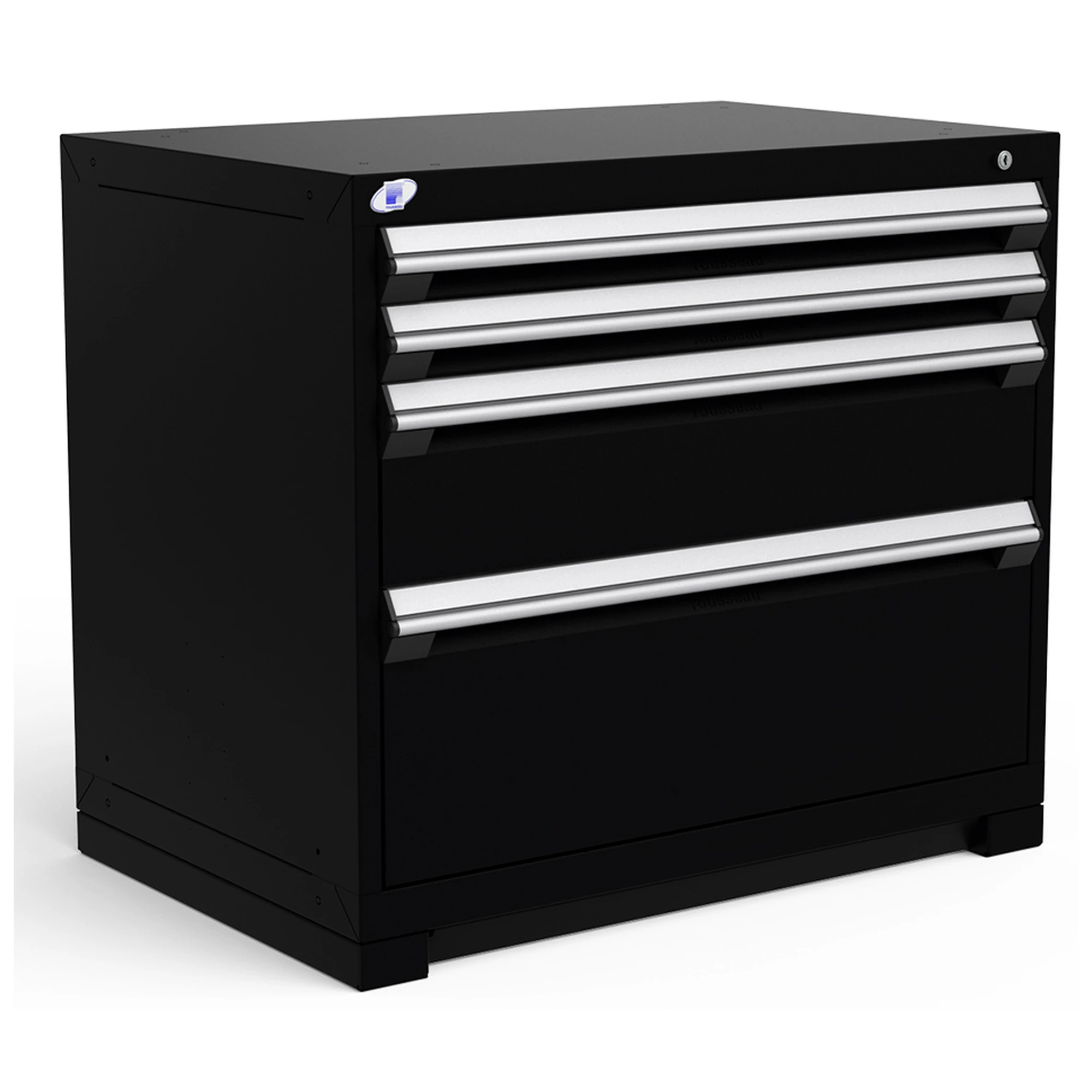 4-Drawer Heavy-Duty Modular Cabinet, 36"W x 24"D x 32"H - Without Dividers - Black