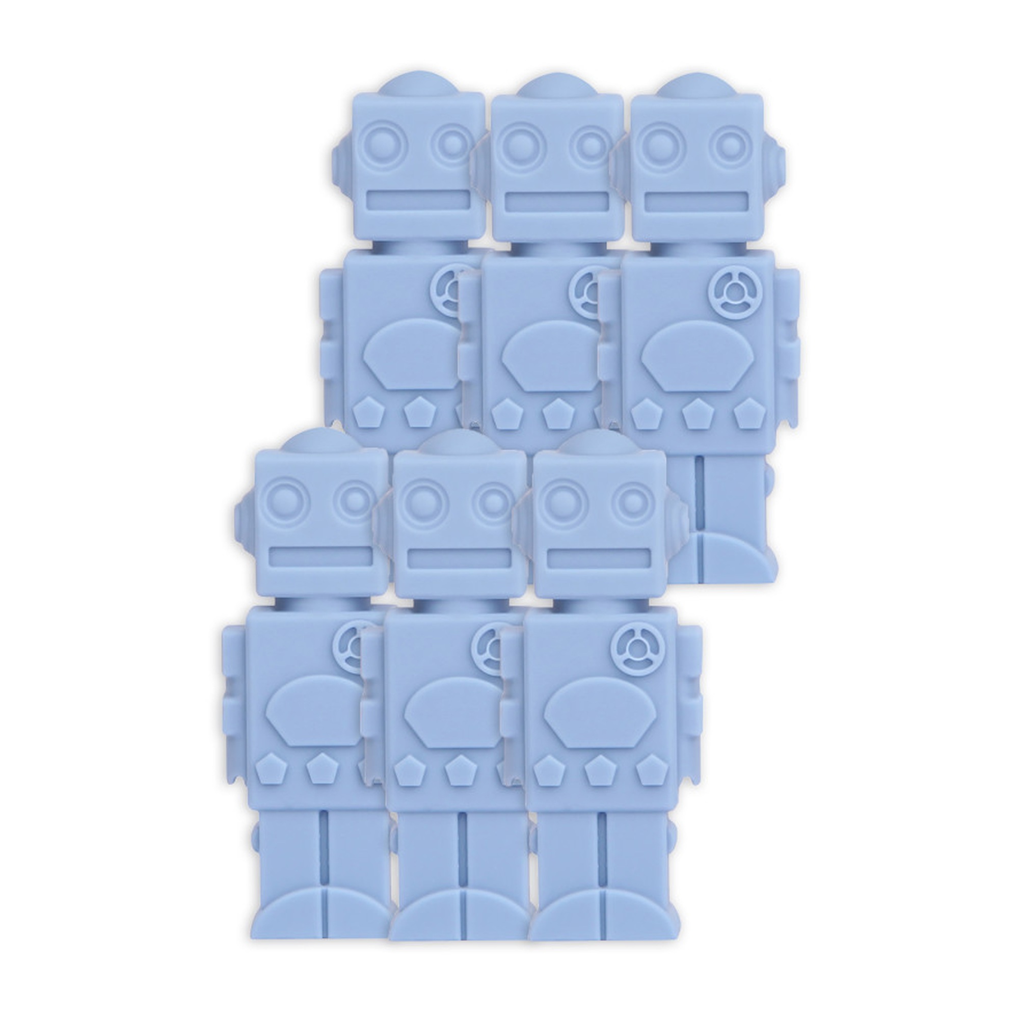 Light Blue Robot Chewable Pencil Toppers, Pack of 6