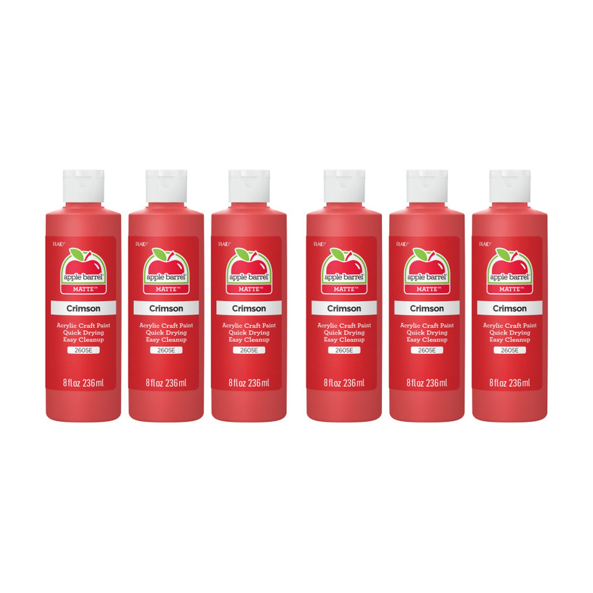 Matte Crimson Acrylic Paint, 8 oz Bottles, Pack of 6