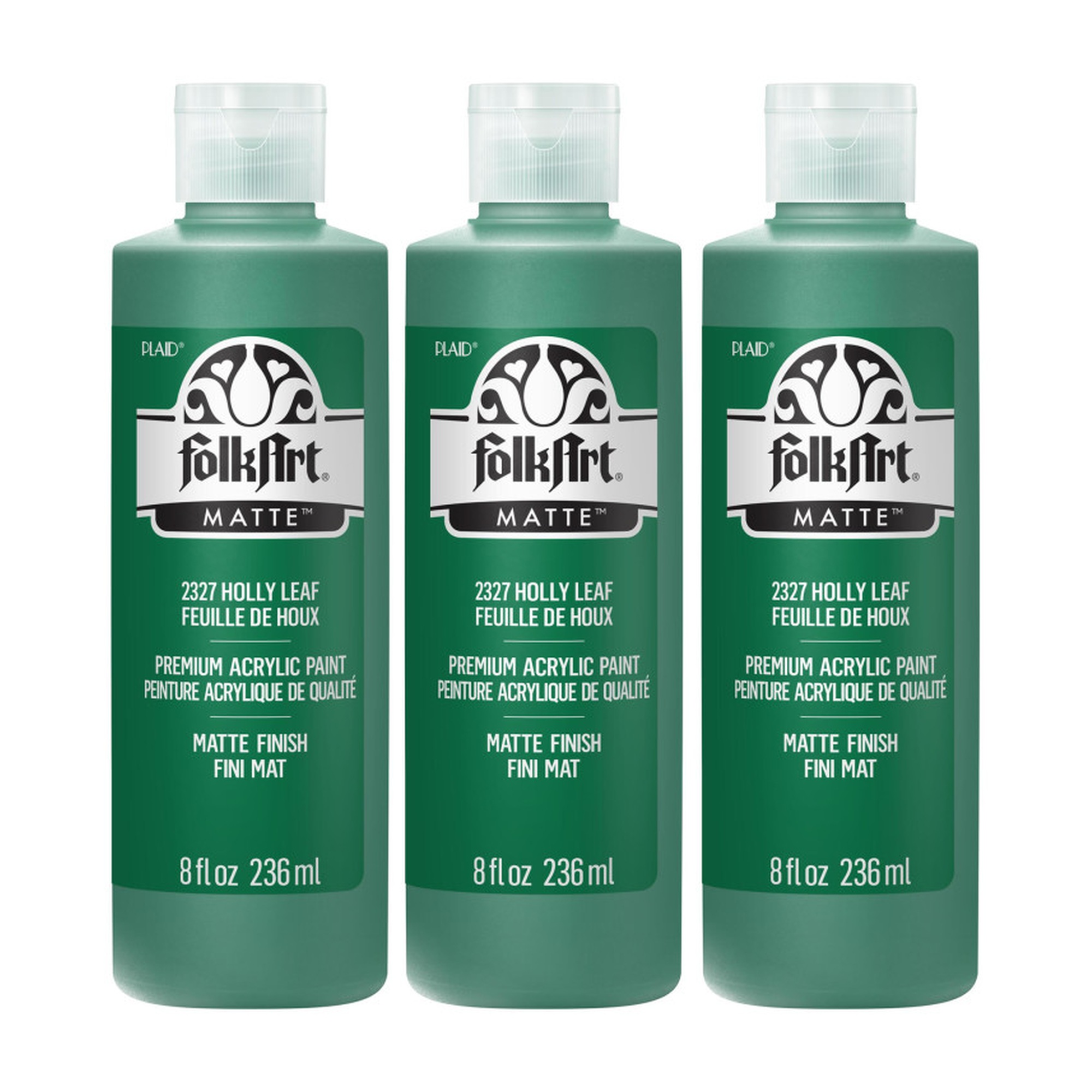 Matte Acrylic Paint, Holly Leaf, 8 oz., 3-Pack