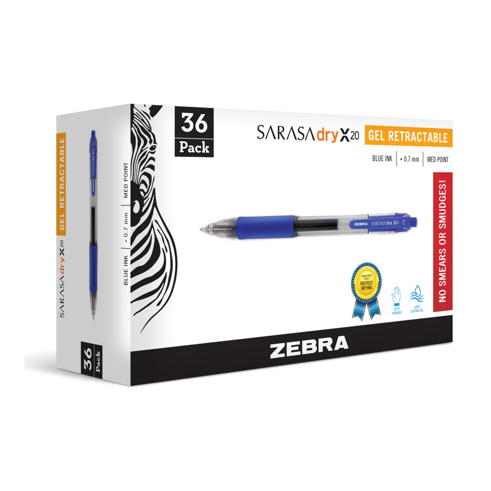 Dry Gel Retractable Pen, 0.7 mm, Blue, 12-Pack