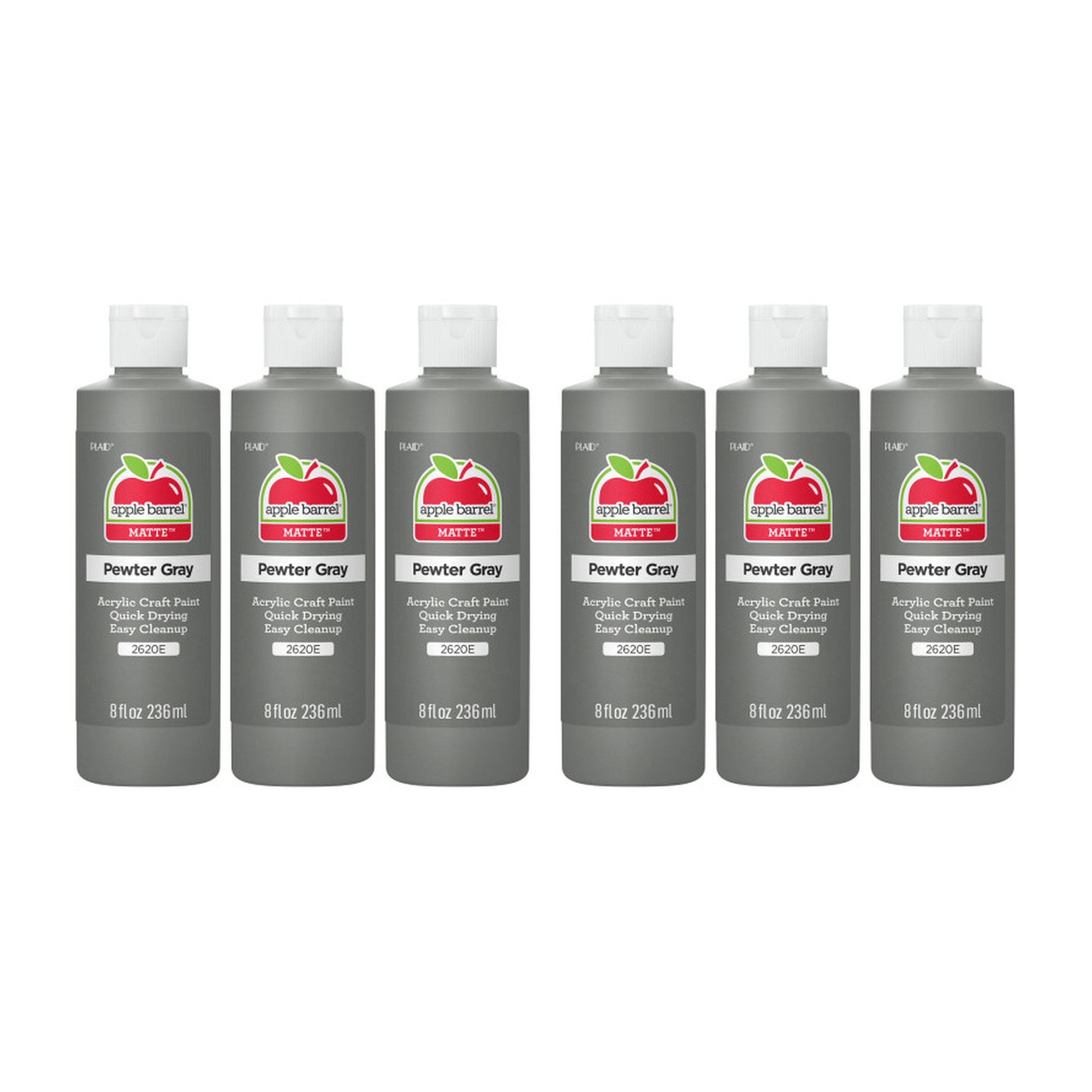 Matte Acrylic Paint, Pewter Gray, 8 oz., Pack of 6