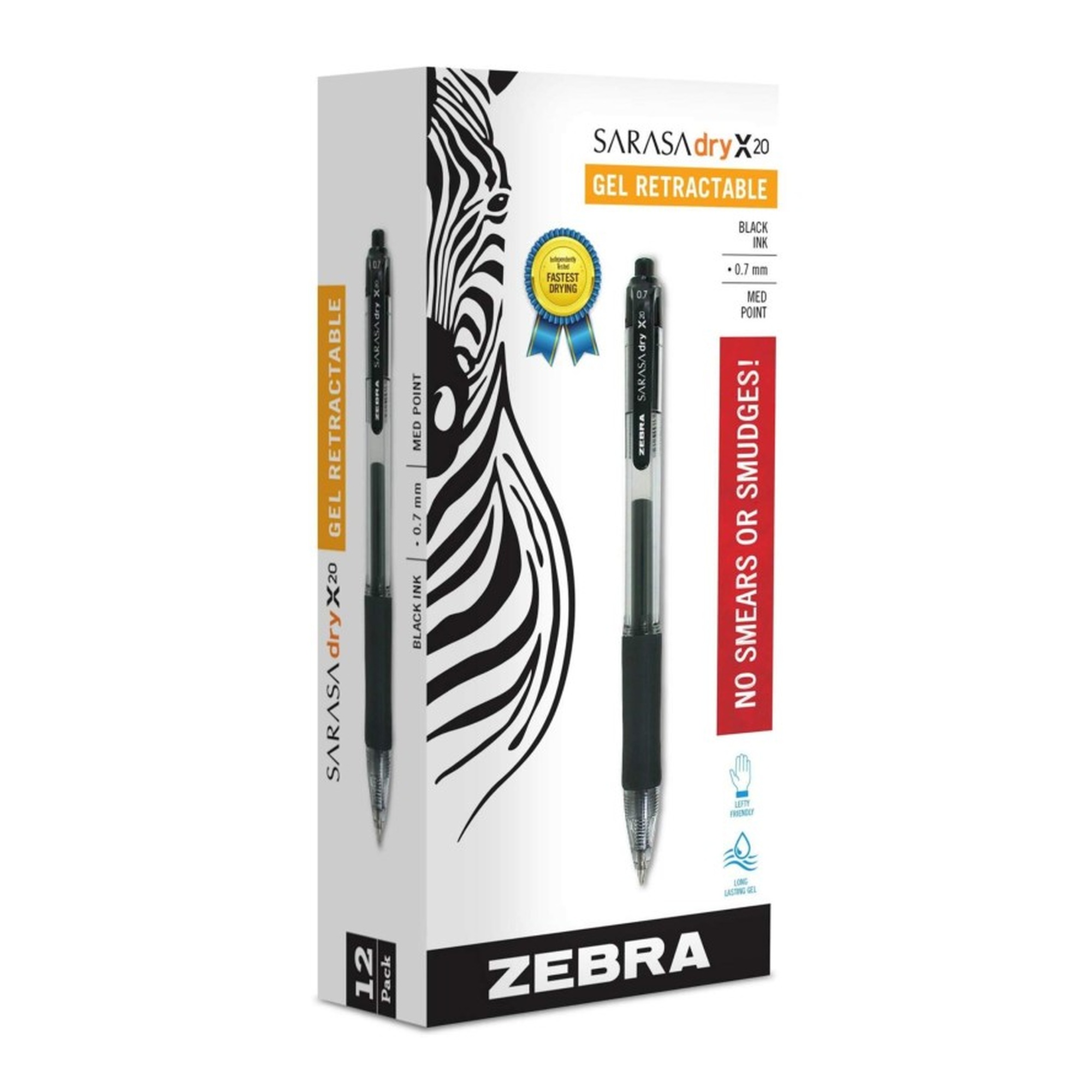 Rapid-Dry Retractable Gel Pens, 0.7 mm, Black, Dozen