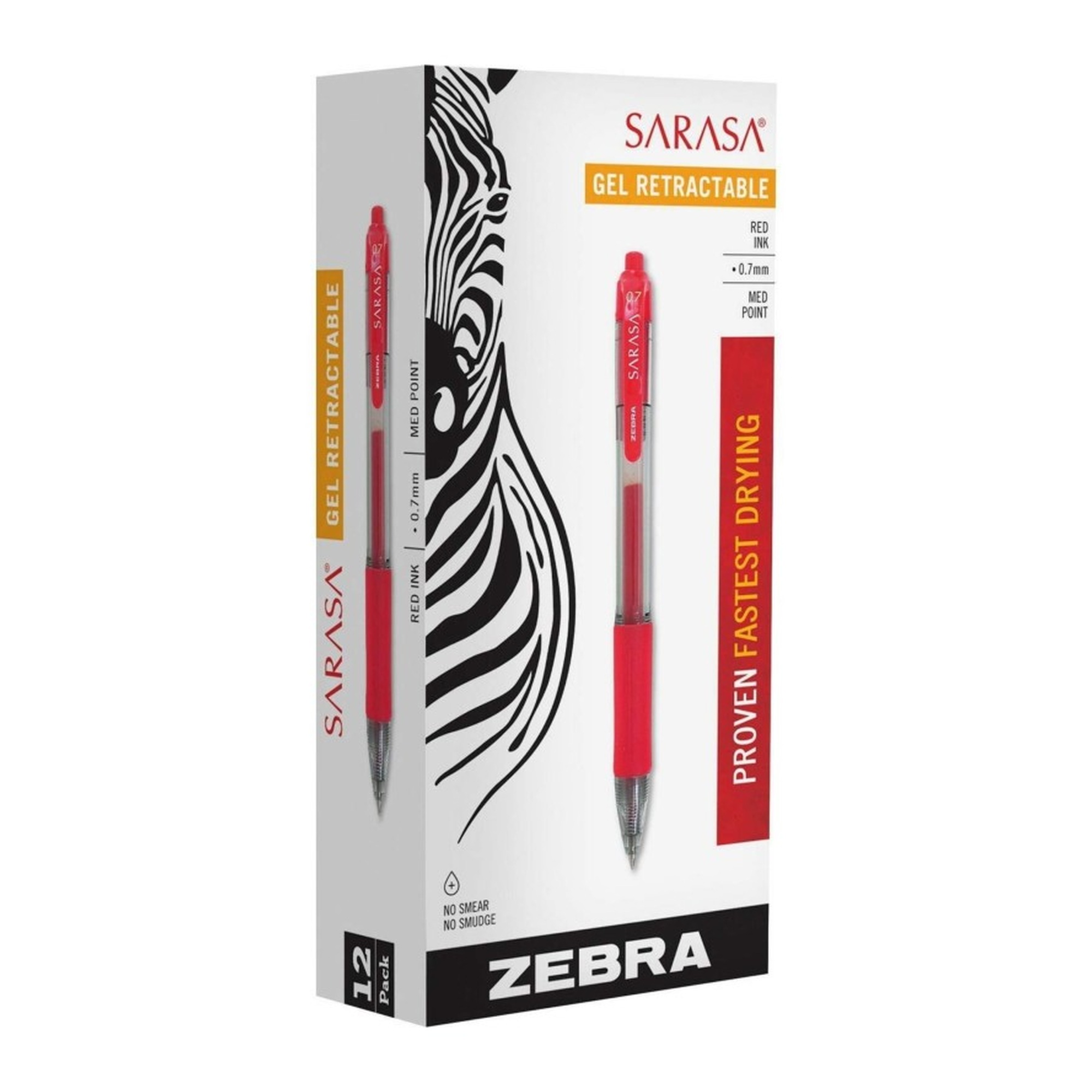 Rapid-Dry Red Gel Retractable Pens, 0.7 mm, Dozen