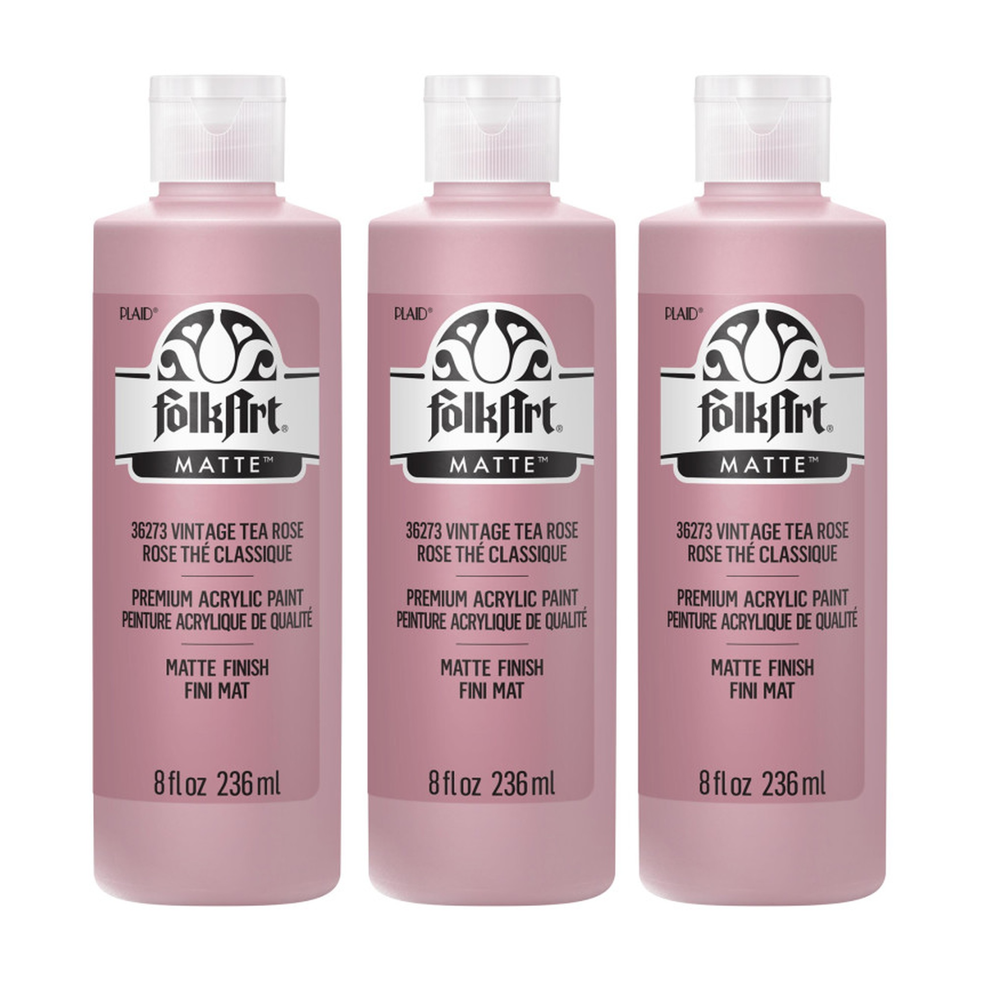 Matte Acrylic Craft Paint, Vintage Tea Rose, 8 oz., Pack of 3