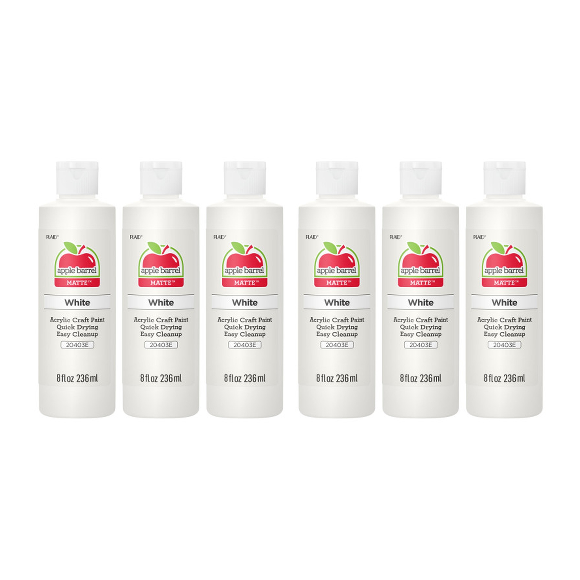 Matte White Acrylic Paint, 8 oz, Pack of 6