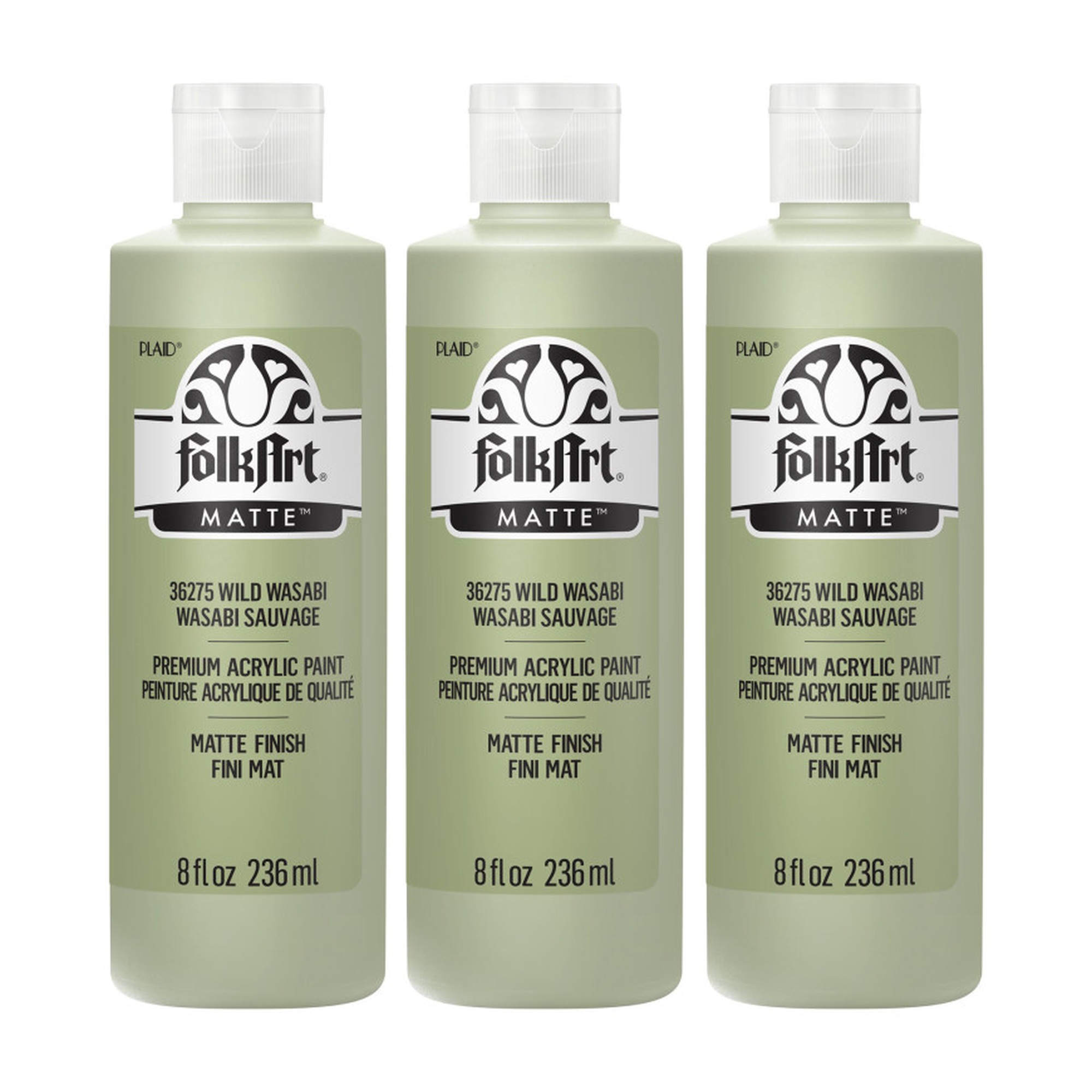 Matte Acrylic Craft Paint, Wild Wasabi, 8 oz., 3-Pack