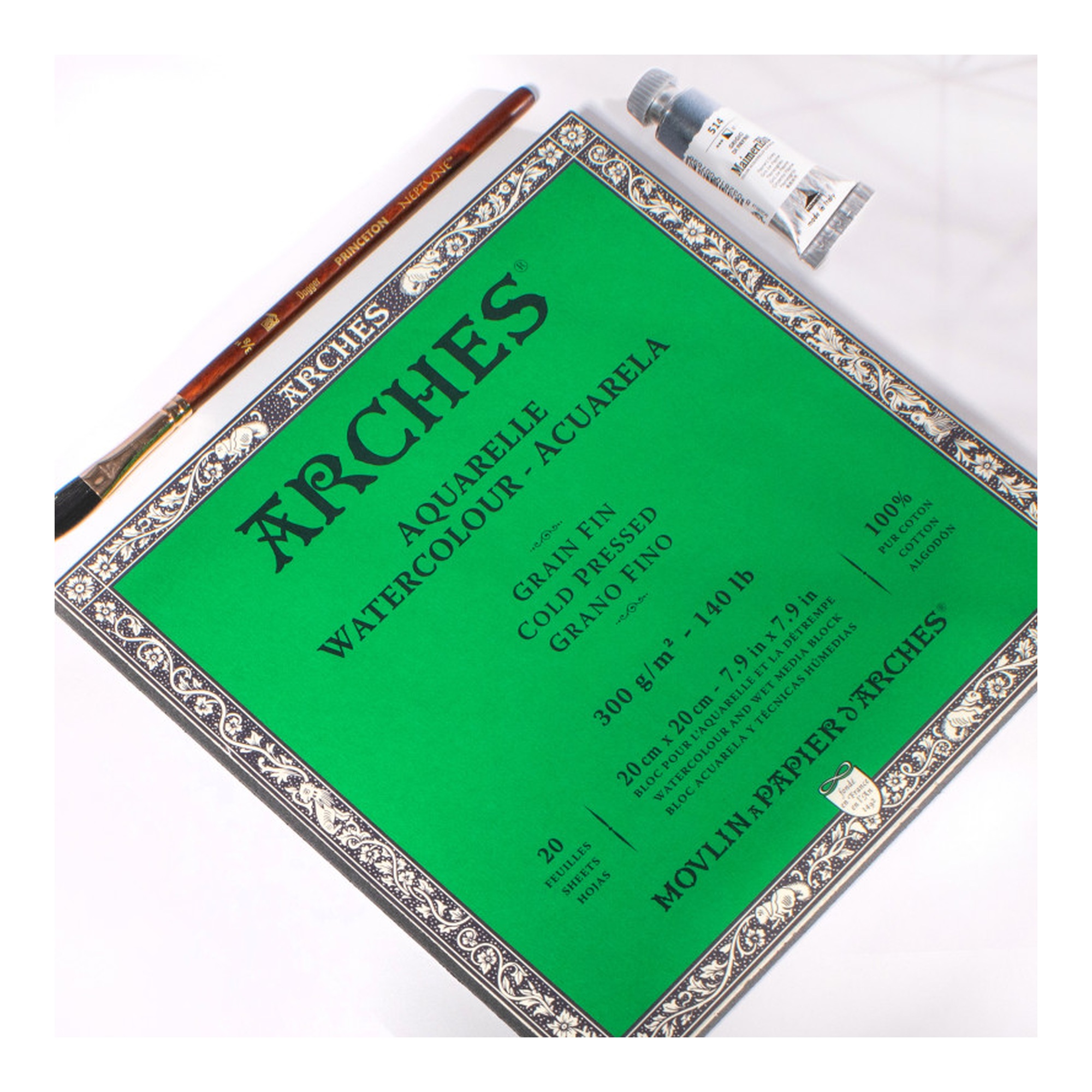 Cold Press Watercolor Paper Block, Natural White, 7.87 x 7.87 in.