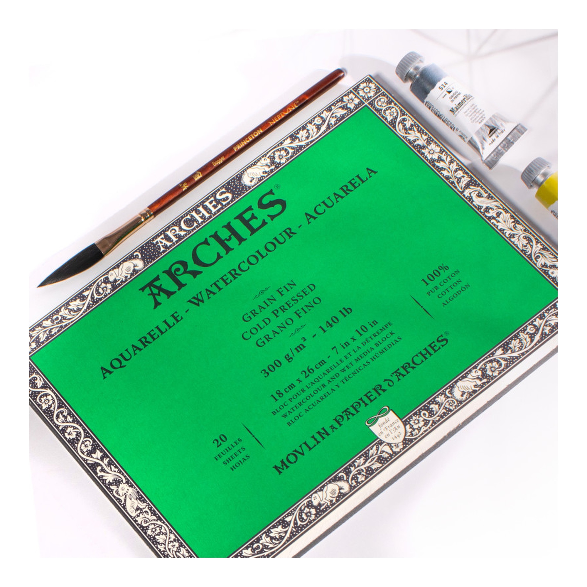 Cold Press Watercolor Paper Block, Natural White, 140 lb, 7 x 10 in., 20 Sheets
